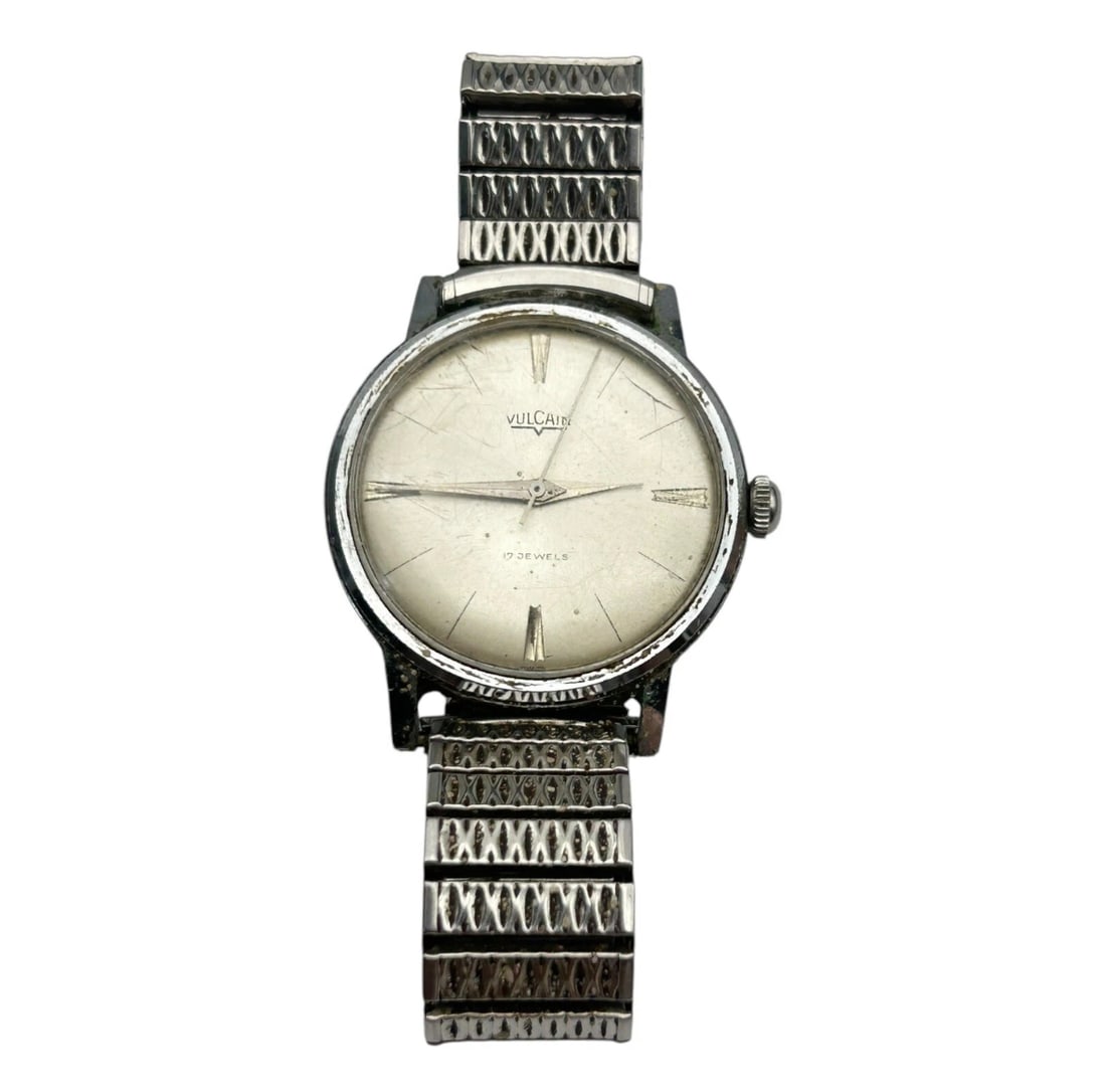 Vintage Vulcain Silver White Silver Stretch Expandable Band Watch Parts Only (1 of 6)