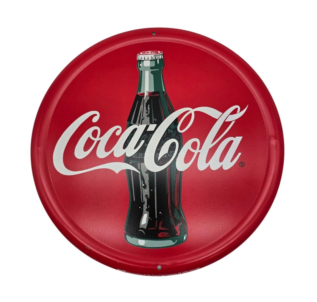 Round Red Coca-Cola Tin Sign 12" Reproduction (1 of 3)