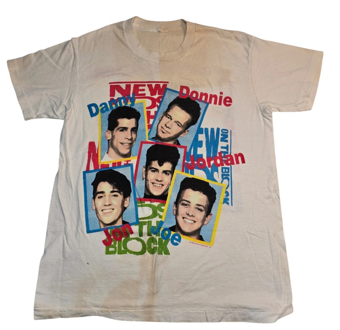 VINTAGE 1989 New Kids On The Block NKOTB Double Sided T-Shirt Sz Medium (1 of 10)