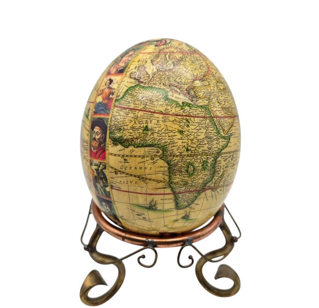Collectible Cape Town MARIA-LOUISE Egg W/ Stand America Globe Map 6 1/2" Tall (1 of 5)