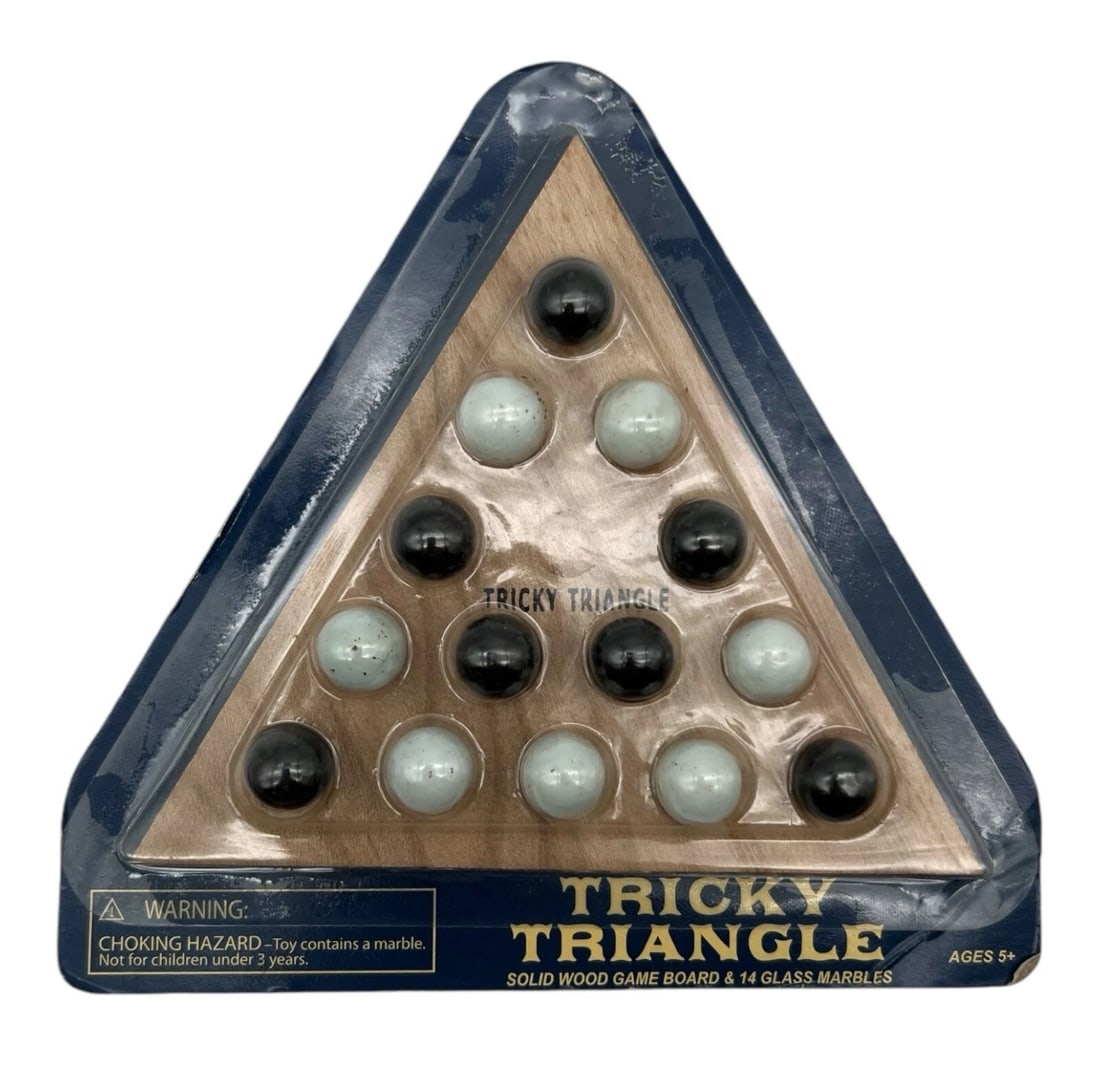 Vintage Tricky Triangle Board Game Glass Marbles Sealed Game (1 of 3)