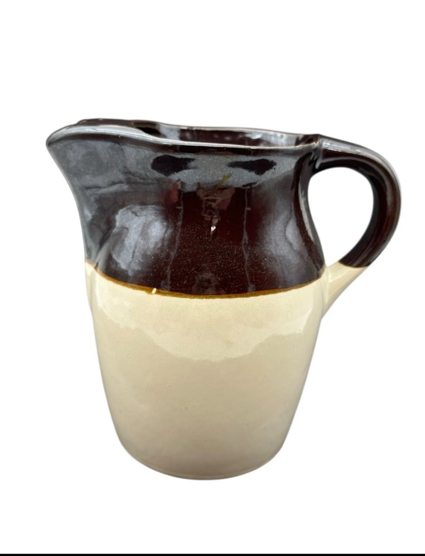 Vintage Brown And Cream Stoneware Pitcher USA (1 of 5)