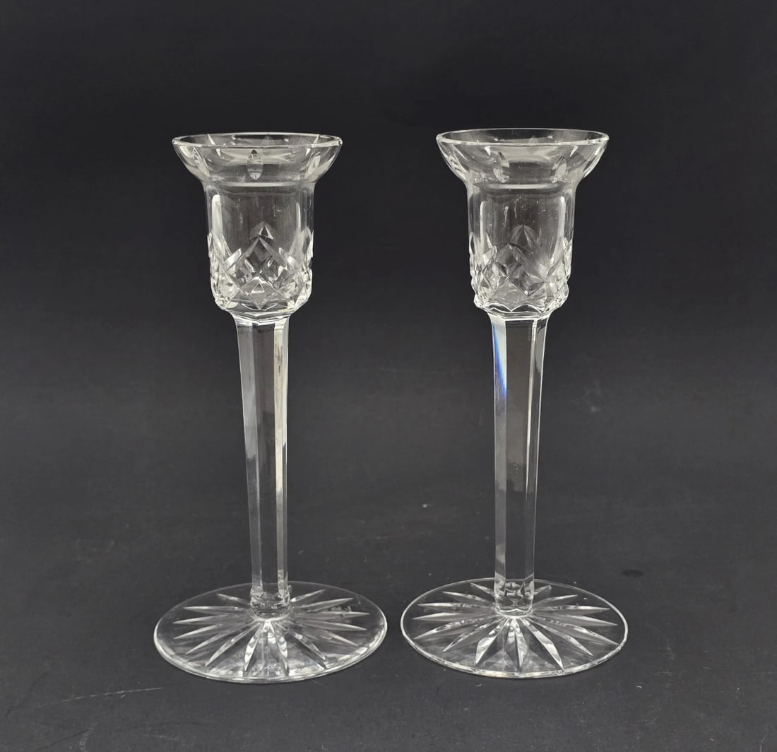 Set Of 2 Waterford Lismore Candle Sticks Cut Lead Crystal IRELAND (1 of 4)