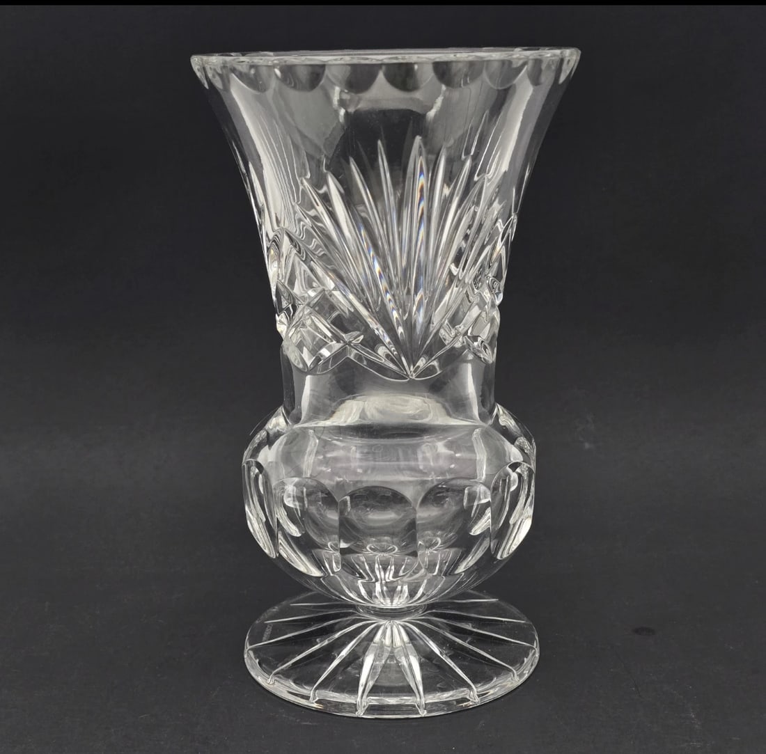 Vintage Gorham Cut Crystal Vase with Scalloped Rim & Starburst Base (1 of 6)