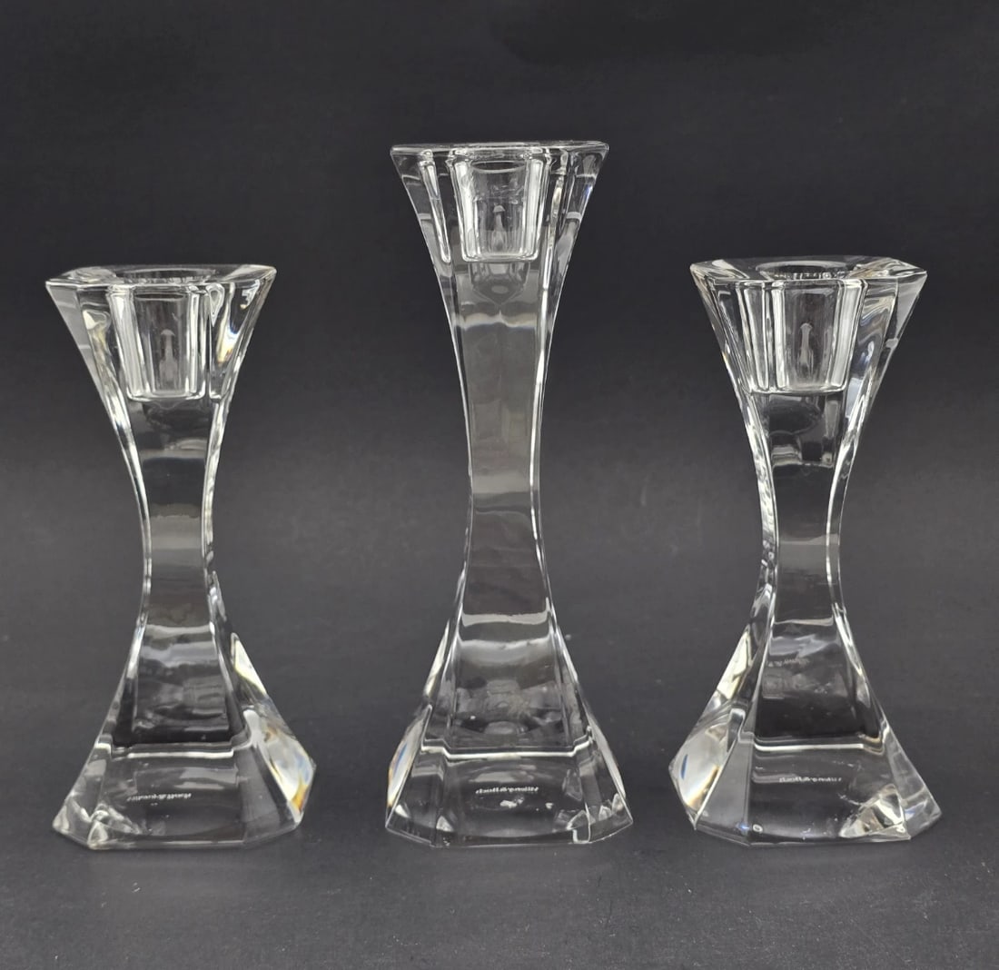 Set Of 3 Villeroy & Boch Germany Siena 24% Lead Crystal Candle Holders (1 of 4)