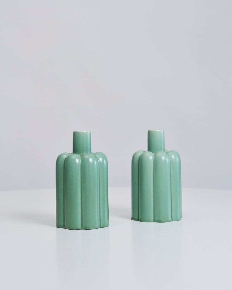 Pair of Vases, attributed to Ettore Sottsass: Pair of Vases, attributed to Ettore Sottsass 4.5 dia x 8 H inches 11.5 dia x 20 H cm