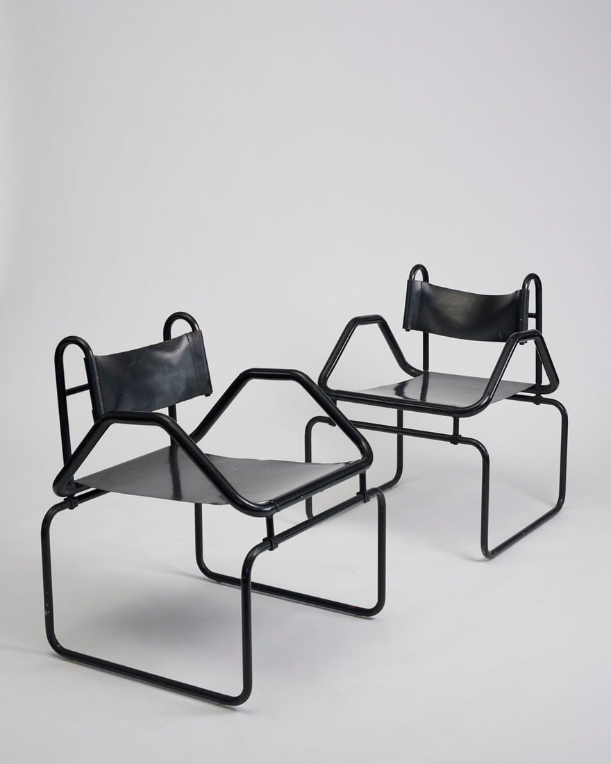 Pair of Mid 20th Century Black Tubular Chairs (1 of 3)
