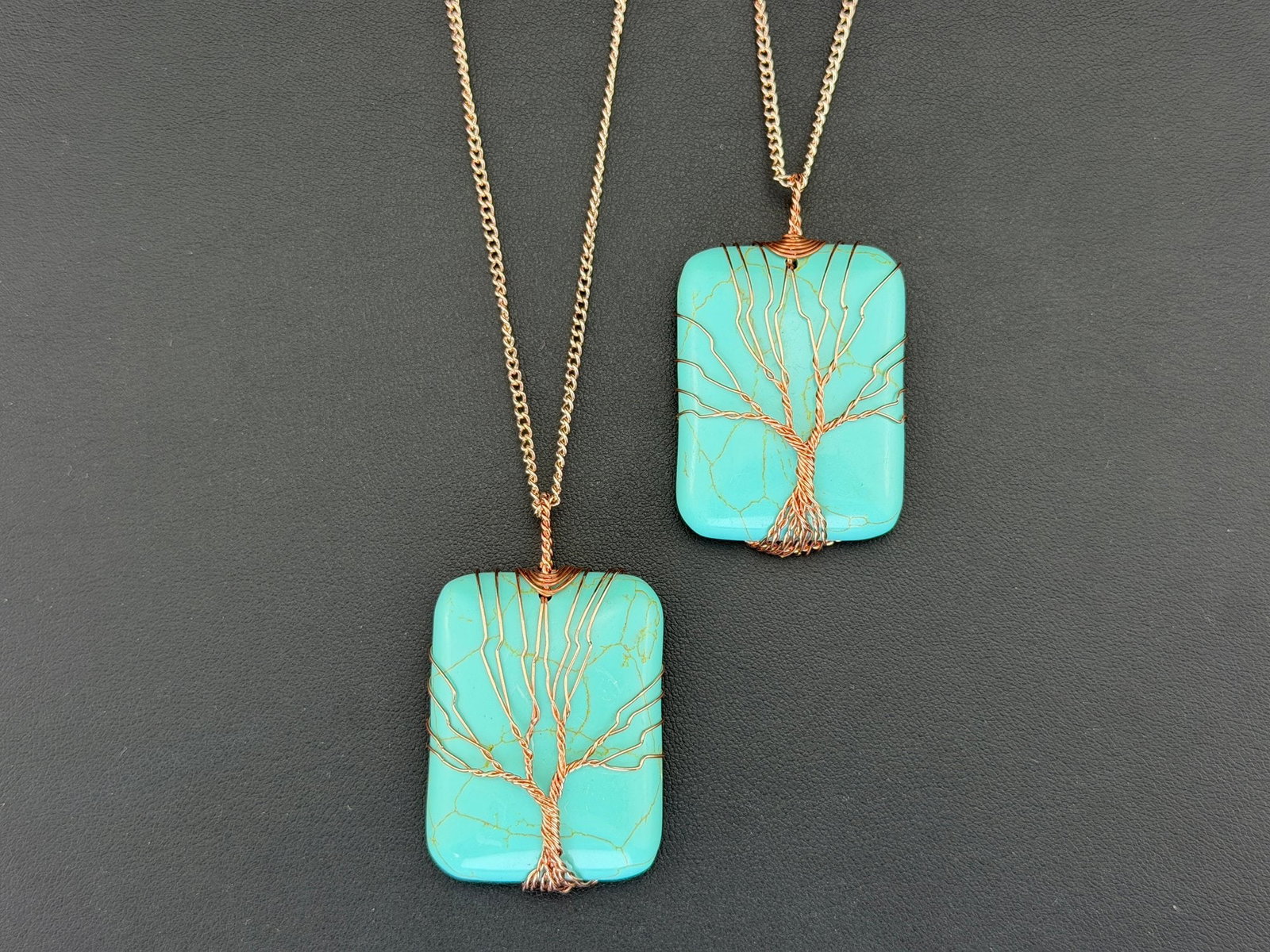Copper Turquoise Tree Of Life Necklace Lot- 2 PCS: Please refer to the title and photos for the item description and details. If you have any questions, please do not hesitate to contact us before placing your bid. We offer combined in-house shipping 