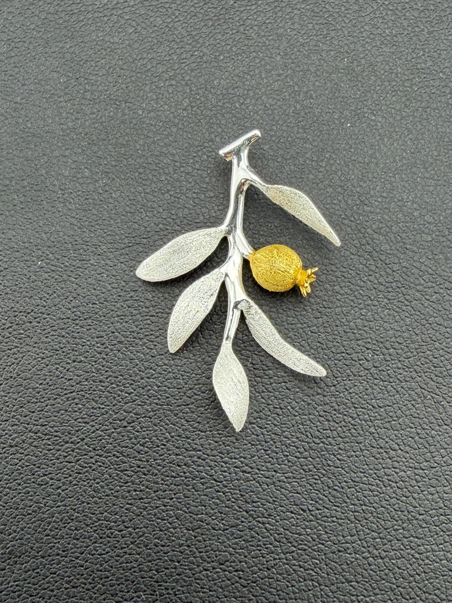 Pomegranate Pendant Brand New Solid 925 Sterling Silver Stamped Gold Electroplated