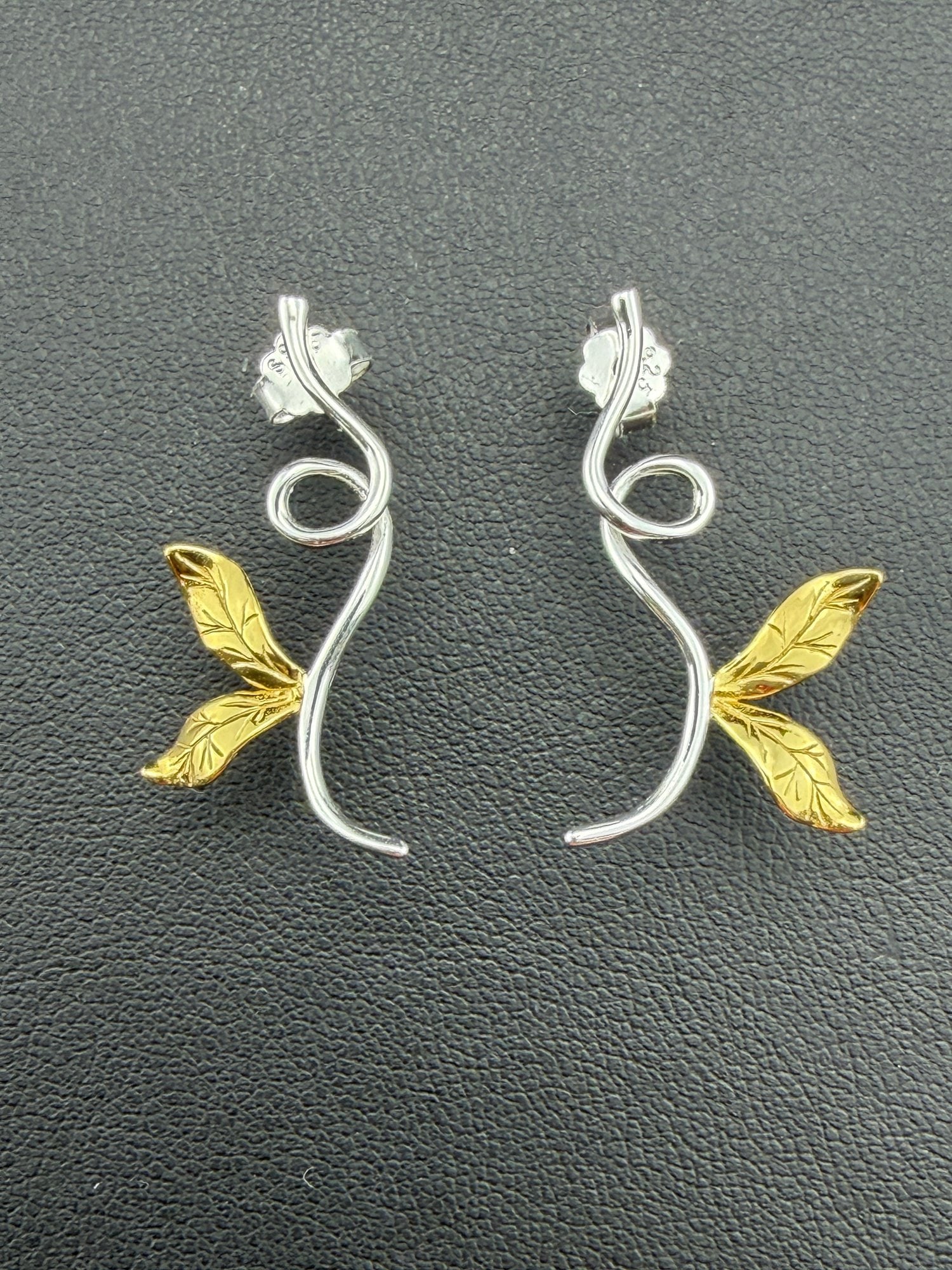Stud Earrings Brand New Solid 925 Sterling Silver Stamped Gold Electroplated