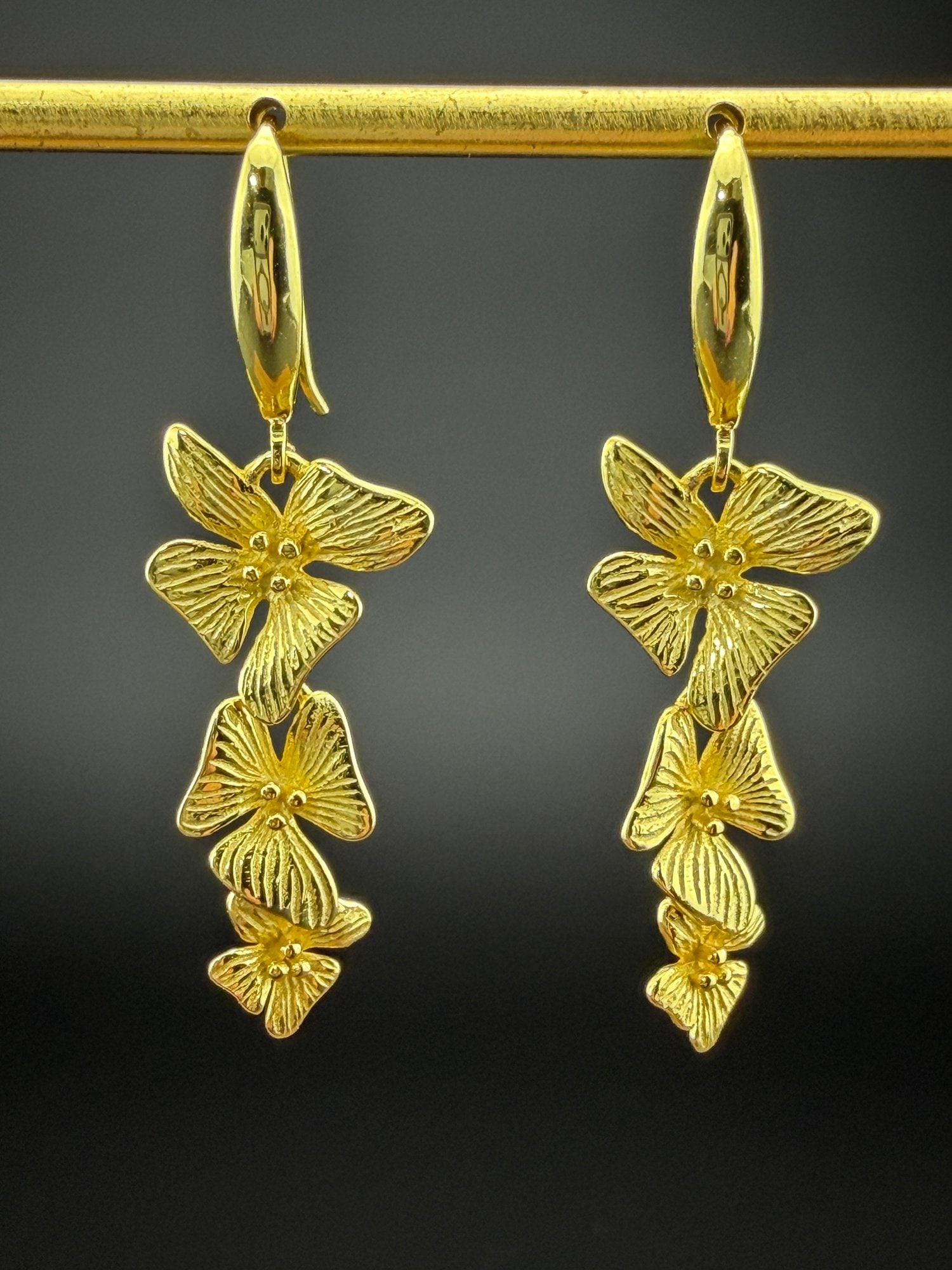 Dangle Earrings Brand New Solid 925 Sterling Silver Stamped Gold Electroplated