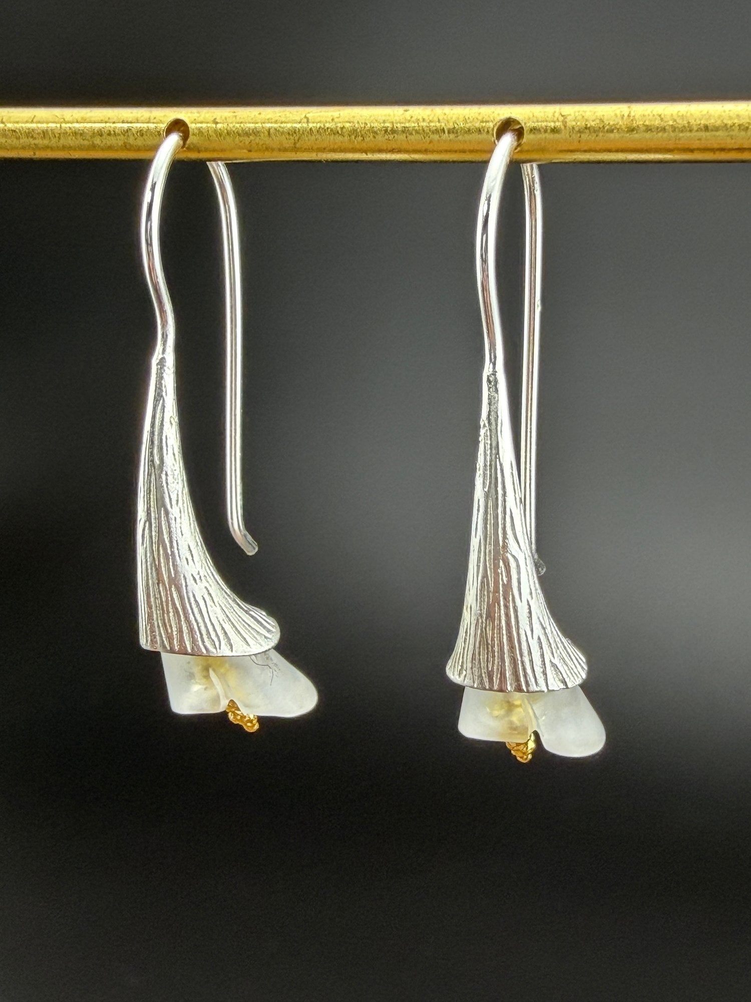 Dangle Earrings Brand New Solid 925 Sterling Silver Stamped Gold Electroplated