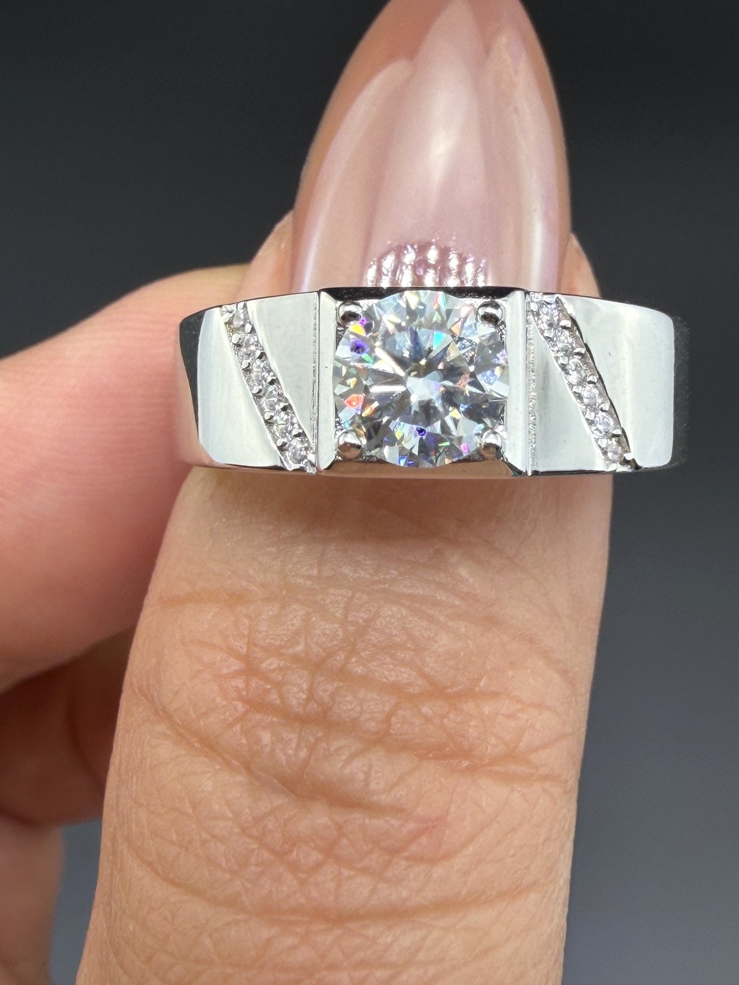 Brand New Moissanite Ring With GRA Certificate Solid 925 Sterling Silver, 18K Gold Plated, Size 11