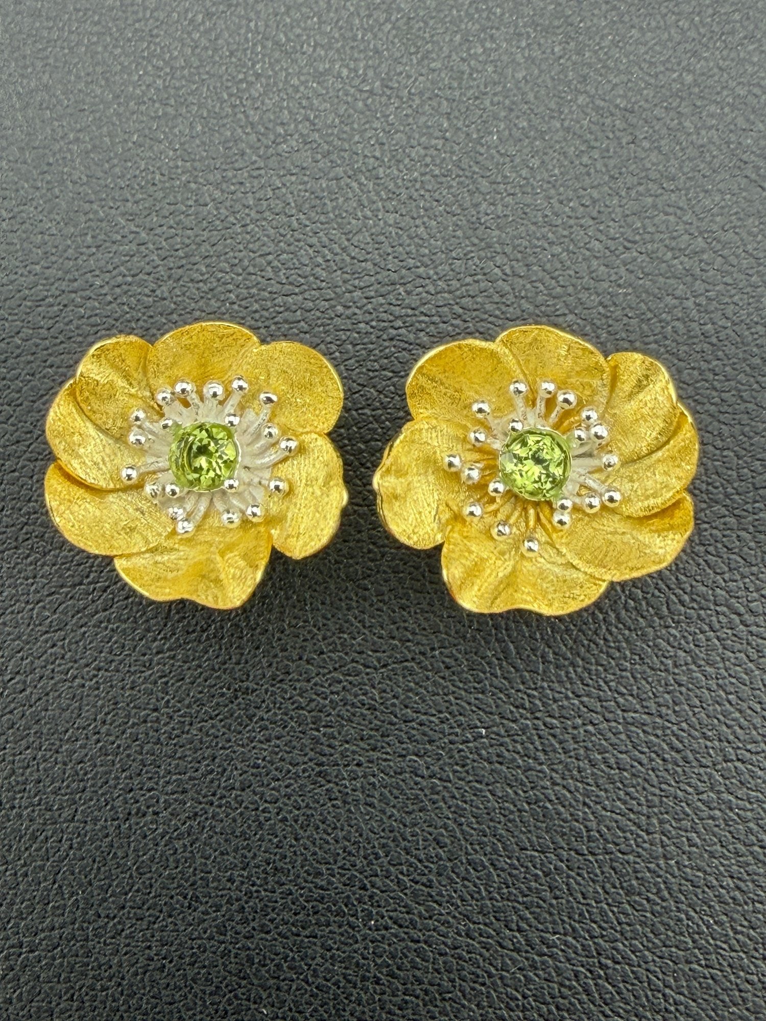 Peridot Stud Earrings Brand New Solid 925 Sterling Silver Stamped Gold Electroplated