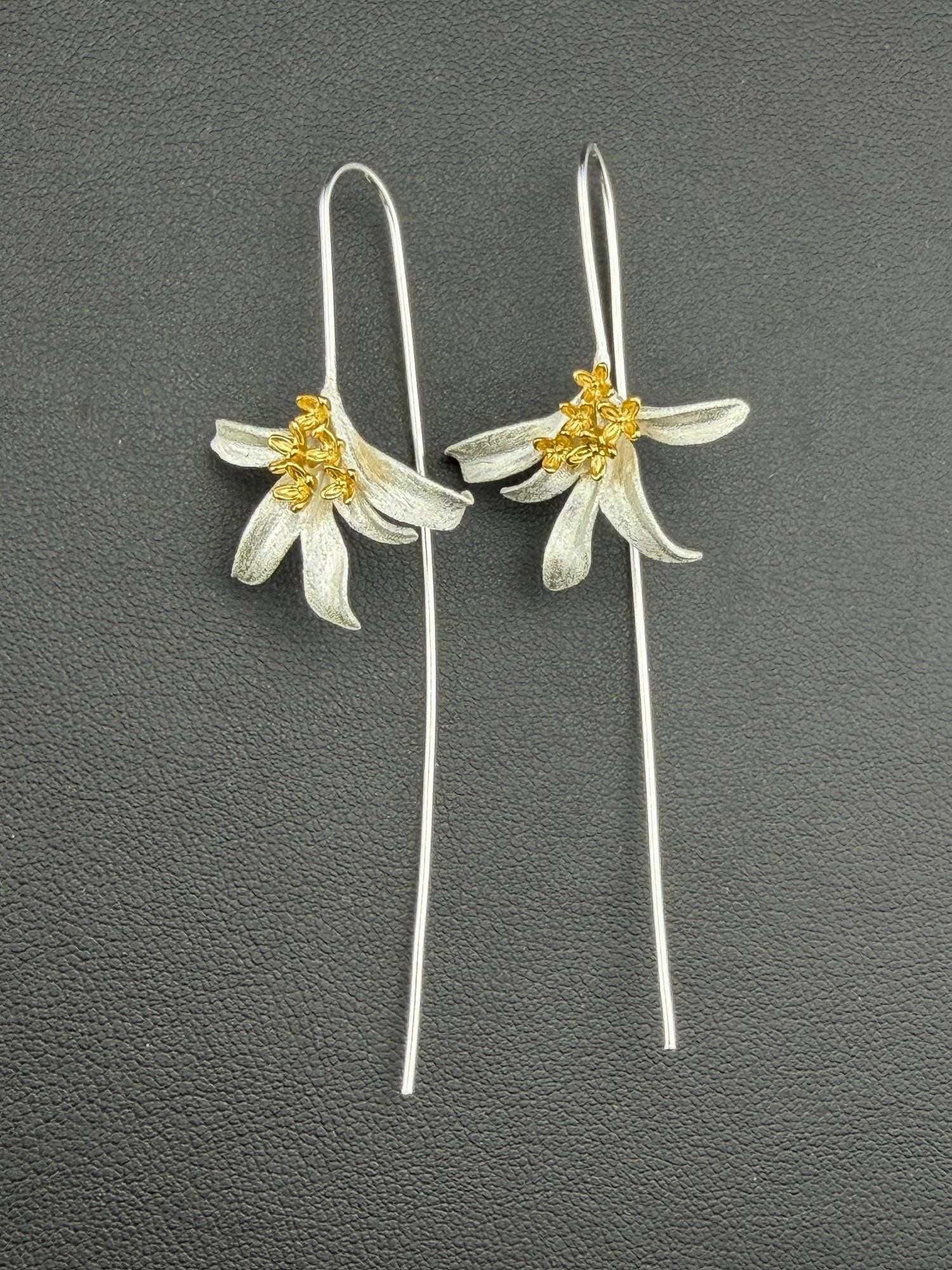 Dangle Earrings Brand New Solid 925 Sterling Silver Stamped Gold Electroplated