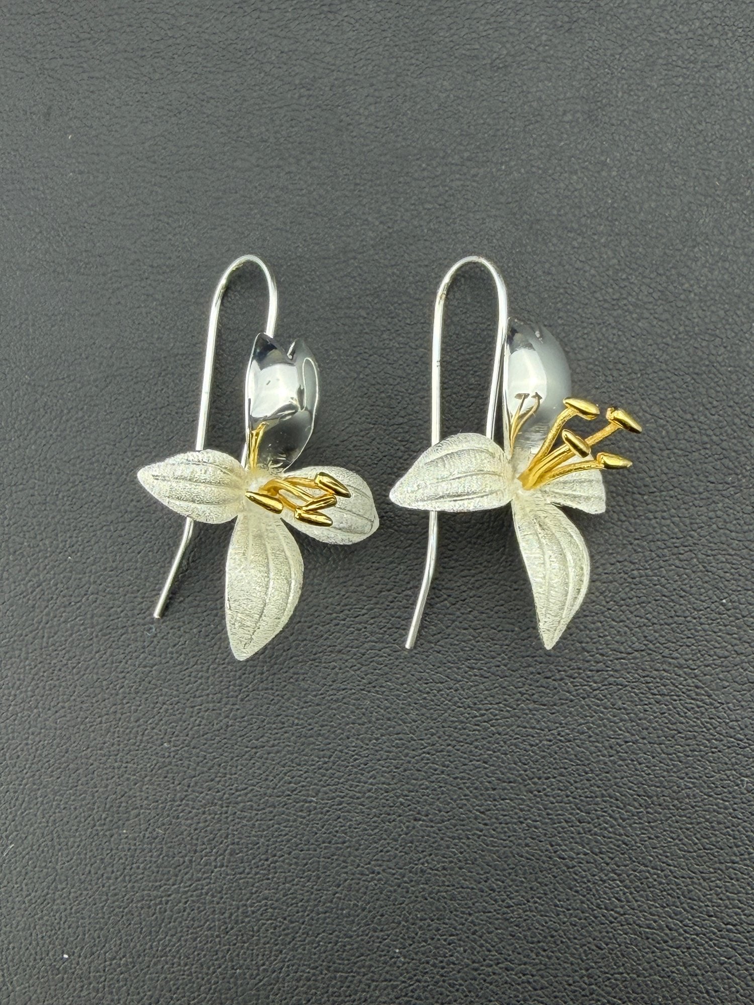 Dangle Earrings Brand New Solid 925 Sterling Silver Stamped Gold Electroplated