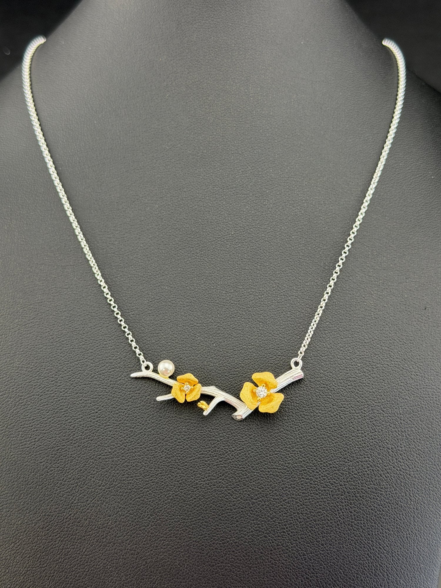 Necklace Brand New Solid 925 Sterling Silver Stamped Gold Electroplated (1 of 4)