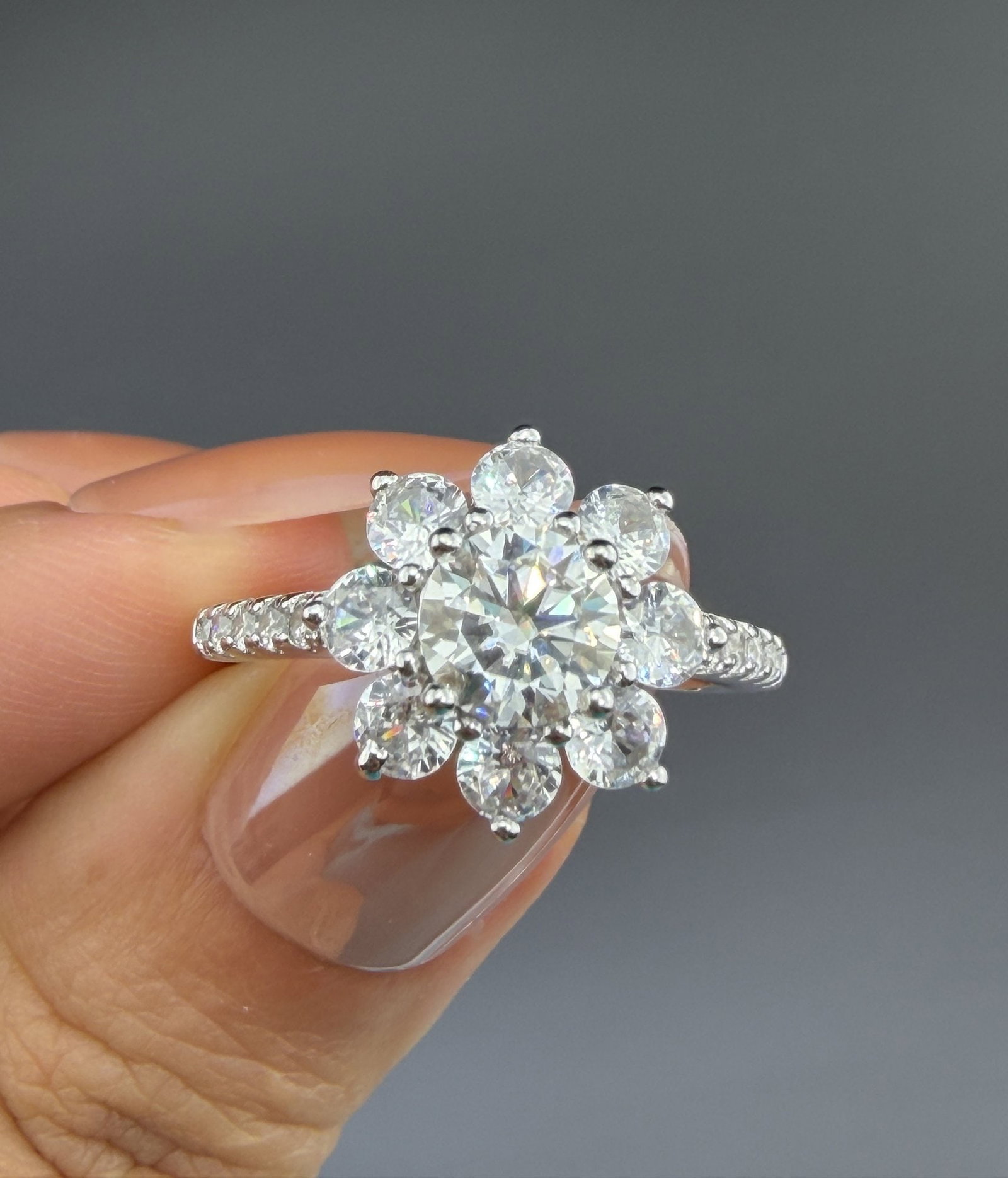 Brand New Moissanite Ring With GRA Certificate Solid 925 Sterling Silver, 18K Gold Plated, Size 9
