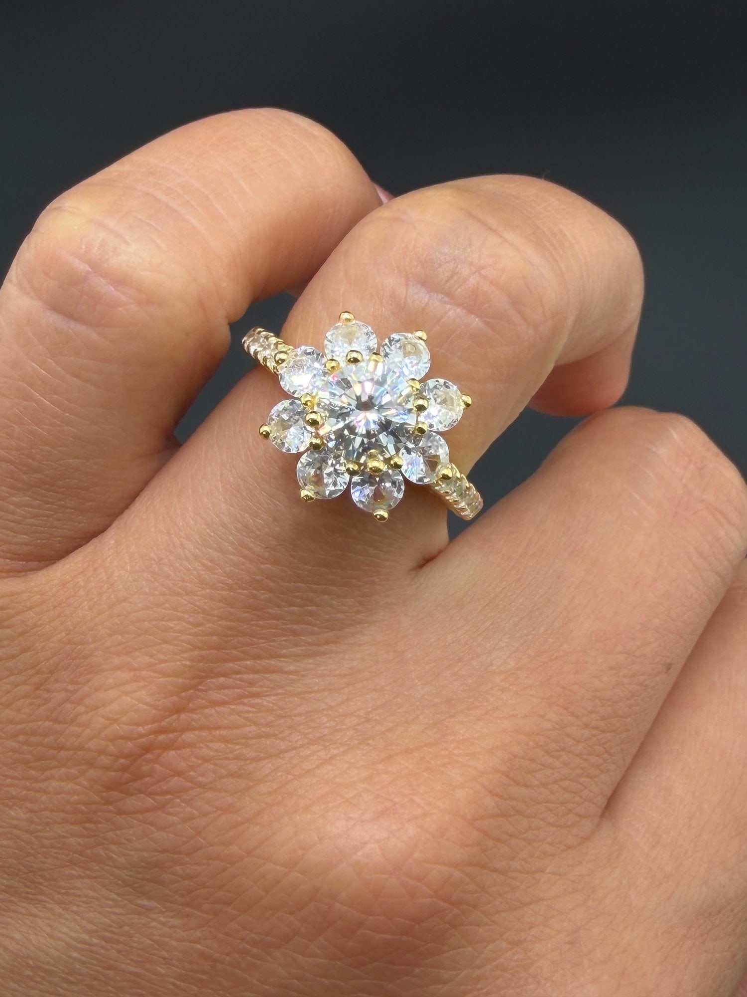 Brand New Moissanite Ring With GRA Certificate Solid 925 Sterling Silver, 18K Gold Plated, Size