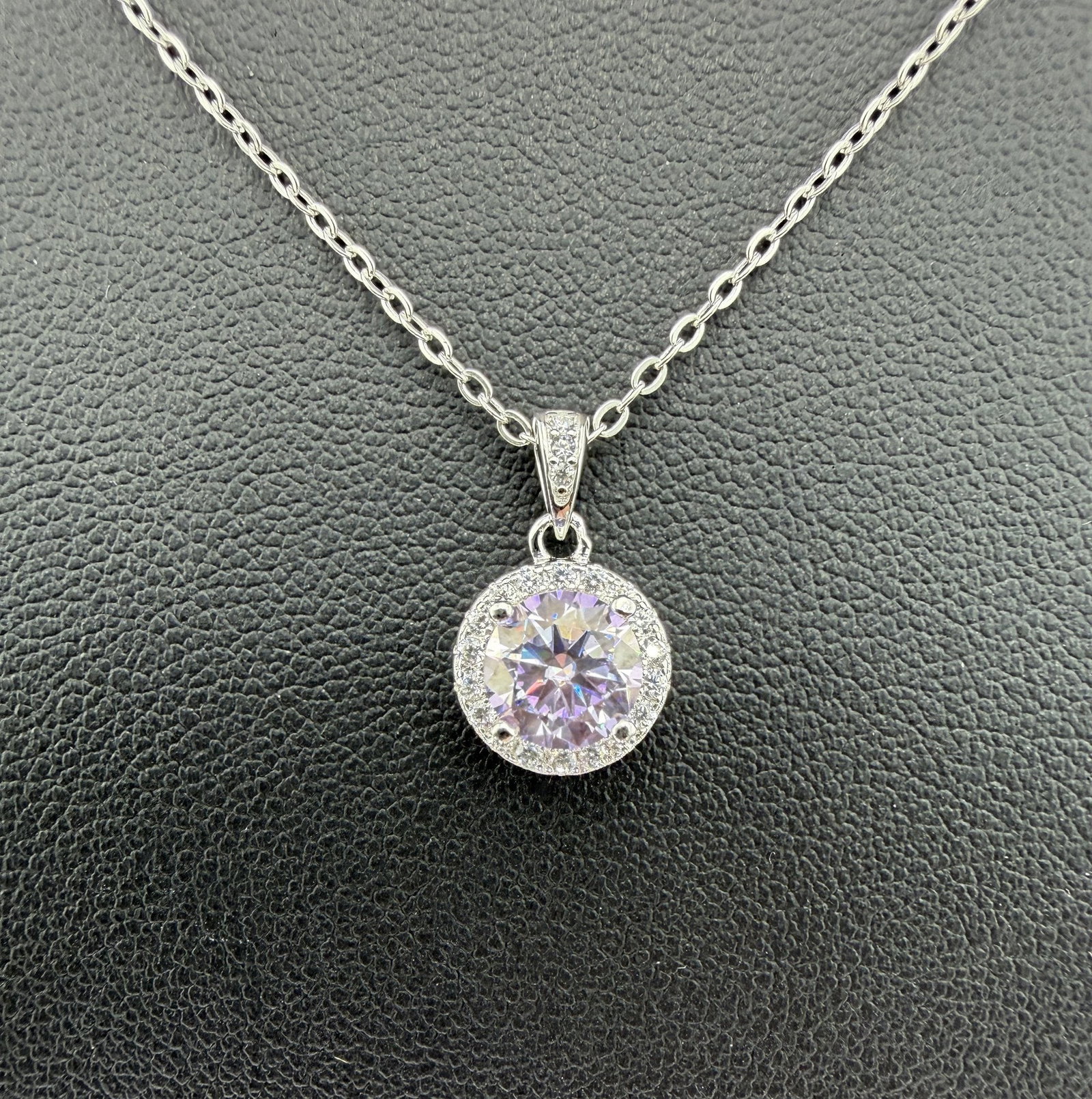 Brand New Purple Moissanite Necklace With GRA Certificate Solid 925 Sterling Silver, 18K Gold