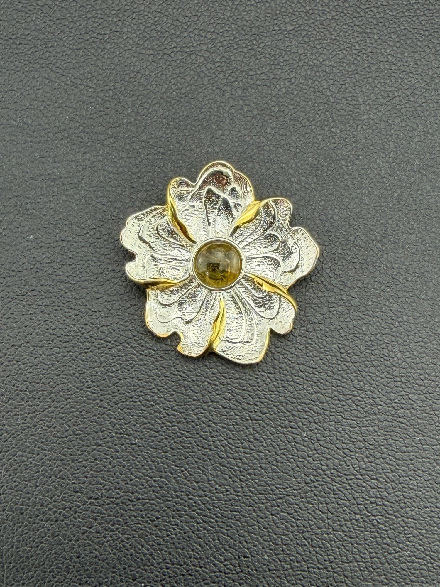 Yellow Tourmaline Pendant Brand New Solid 925 Sterling Silver Stamped Gold Electroplated
