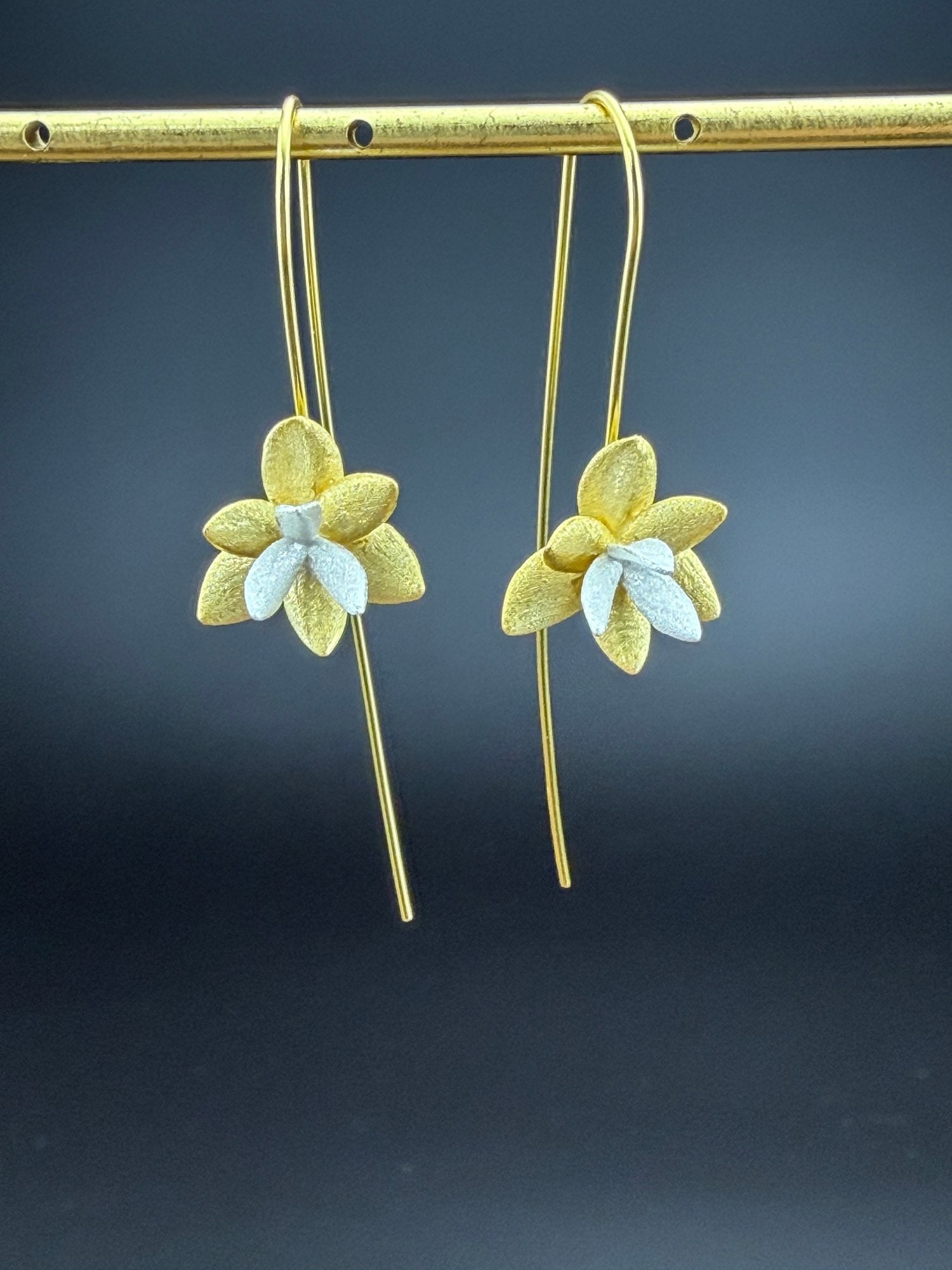 Dangle Earrings Brand New Solid 925 Sterling Silver Stamped Gold Electroplated