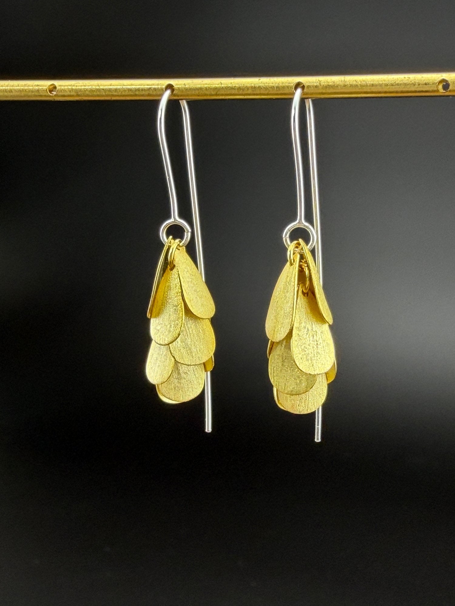 Dangle Earrings Brand New Solid 925 Sterling Silver Stamped Gold Electroplated