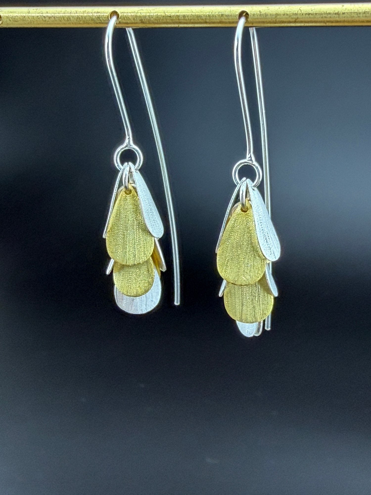 Dangle Earrings Brand New Solid 925 Sterling Silver Stamped Gold Electroplated
