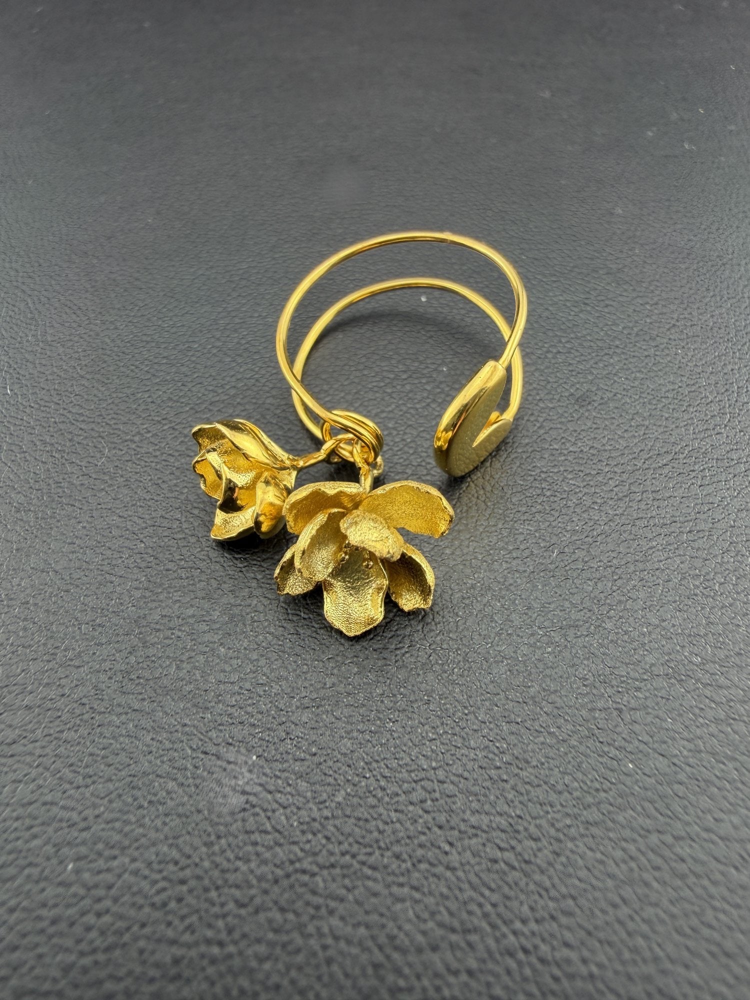 Ring Brand New Solid 925 Sterling Silver Stamped Gold Electroplated-Adjustable Size