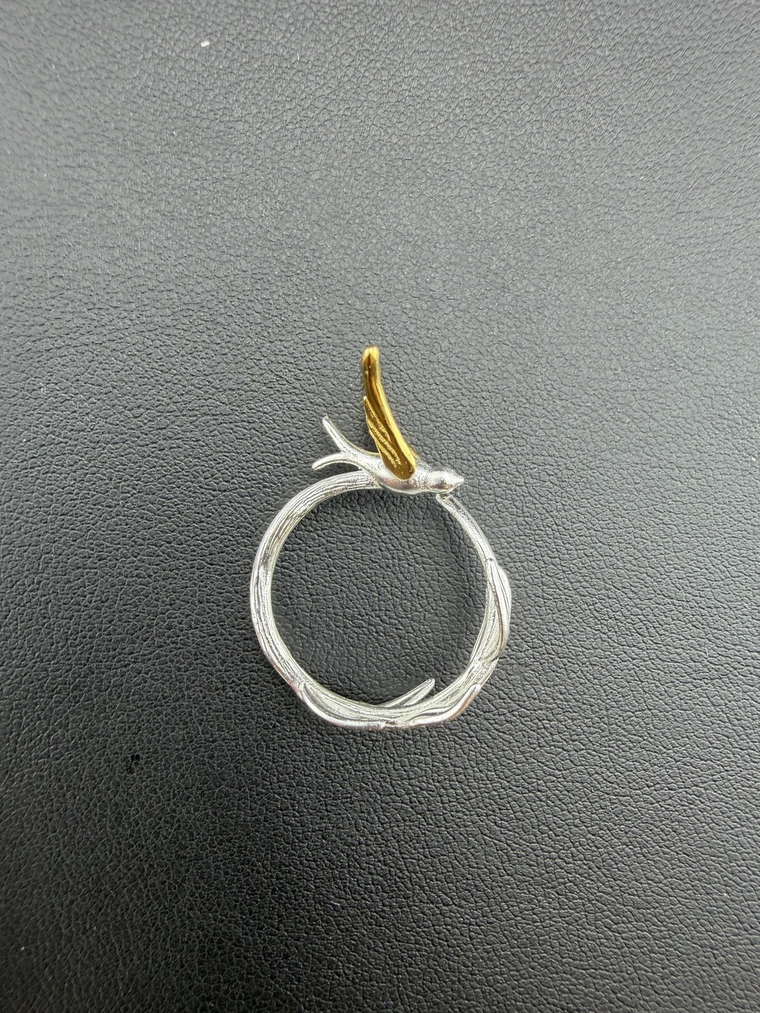 Ring Brand New Solid 925 Sterling Silver Stamped Gold Electroplated-Adjustable Size