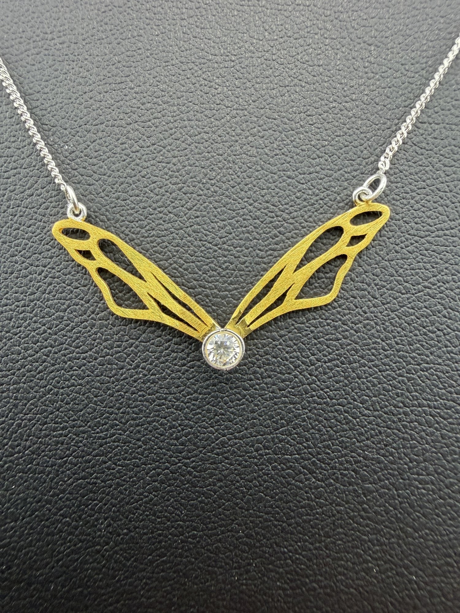 Necklace Brand New Solid 925 Sterling Silver Stamped Gold Electroplated-Zirconia