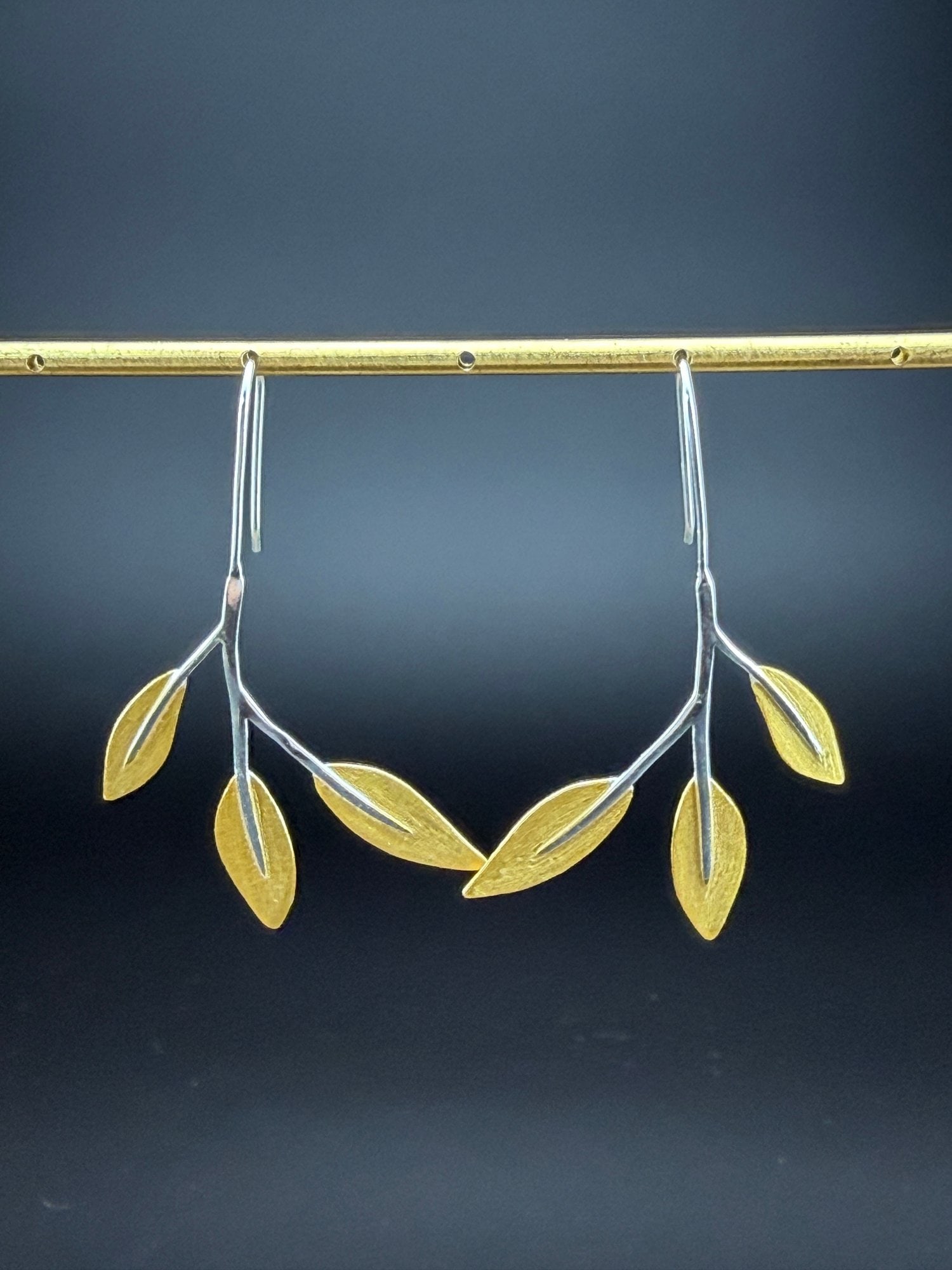 Dangle Earrings Brand New Solid 925 Sterling Silver Stamped Gold Electroplated