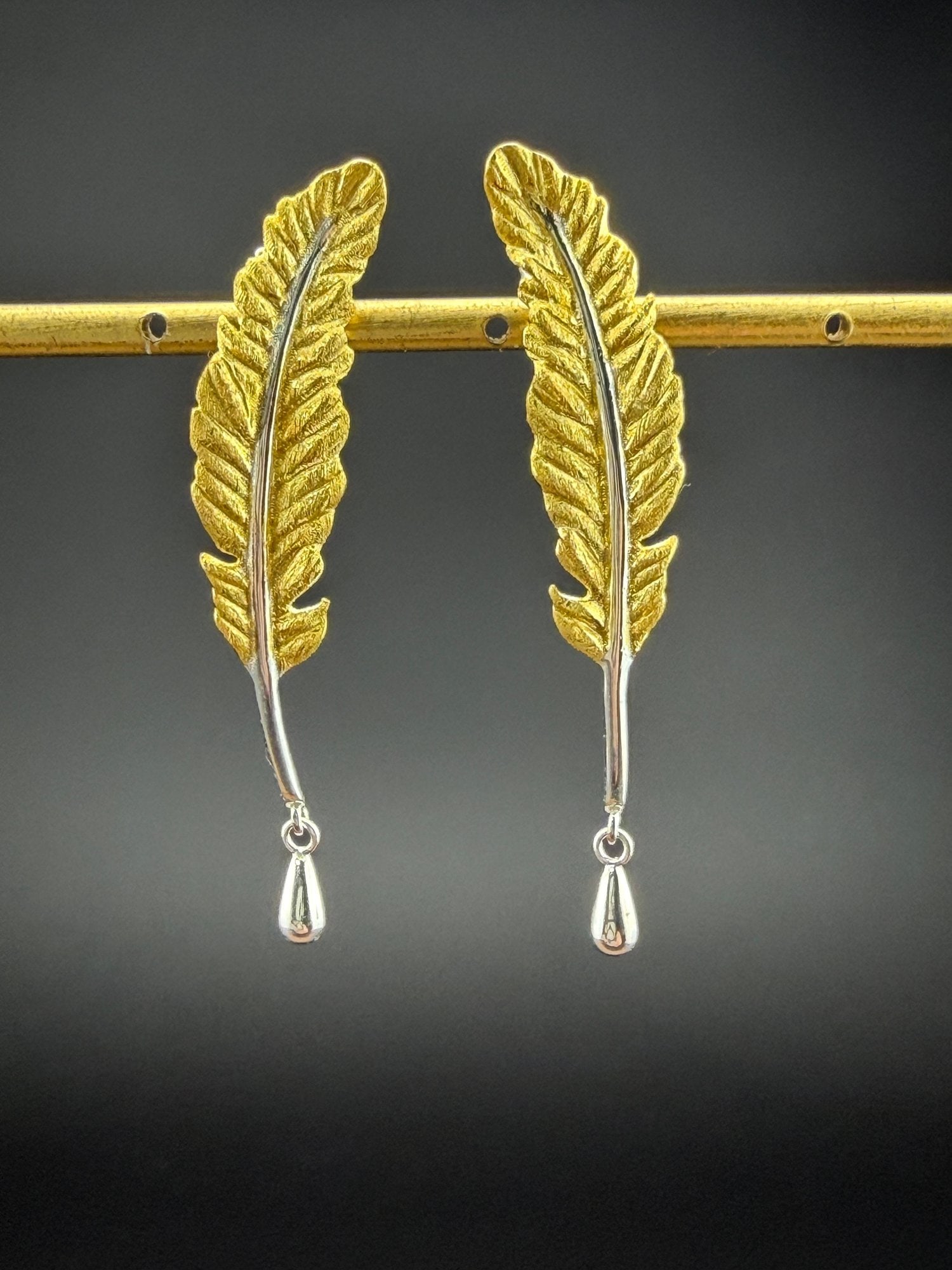 Dangle Earrings Brand New Solid 925 Sterling Silver Stamped Gold Electroplated