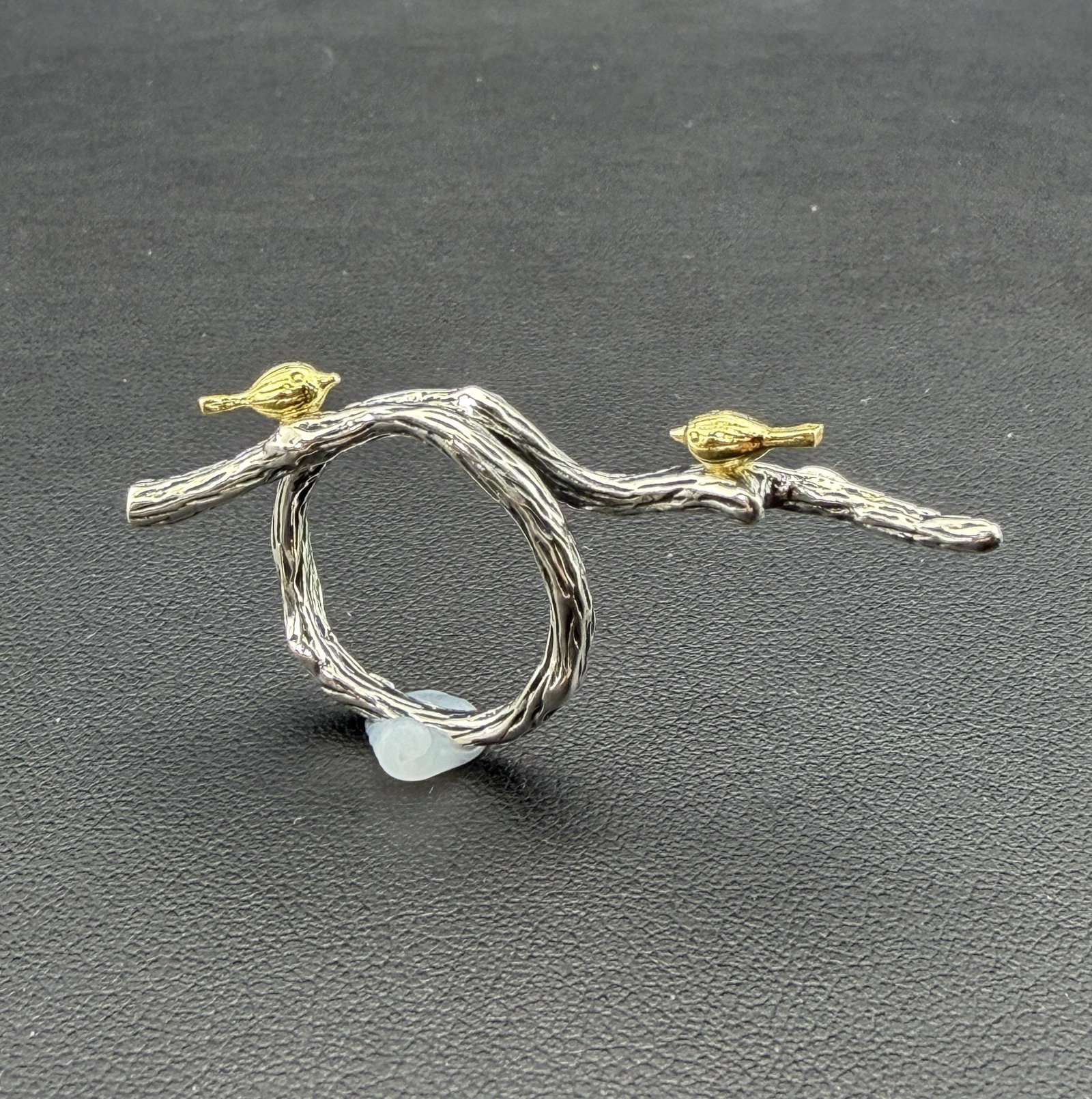 Ring Brand New Solid 925 Sterling Silver Stamped Gold Electroplated-Adjustable Size