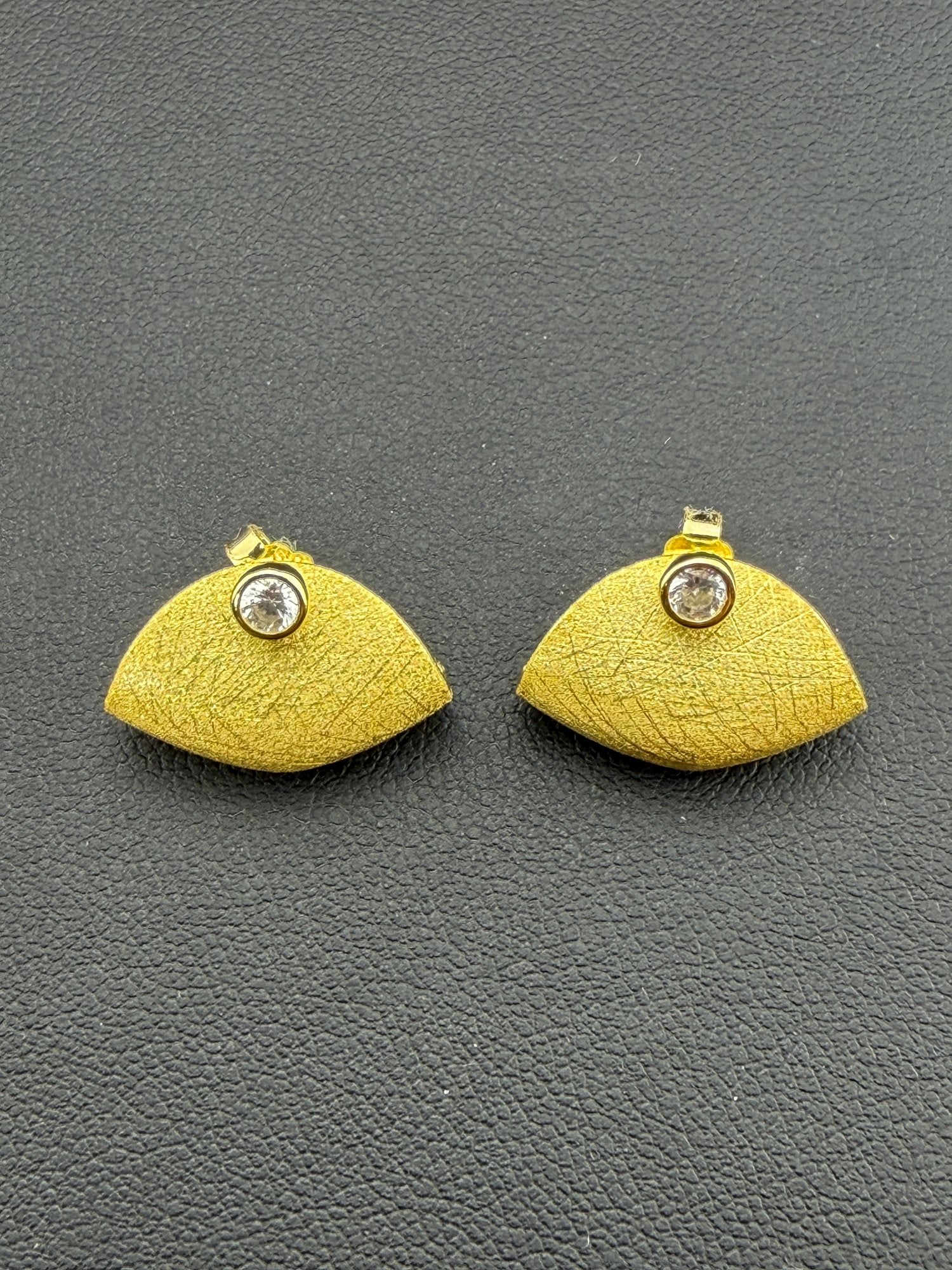 Zirconia Stud Earrings Brand New Solid 925 Sterling Silver Stamped Gold Electroplated