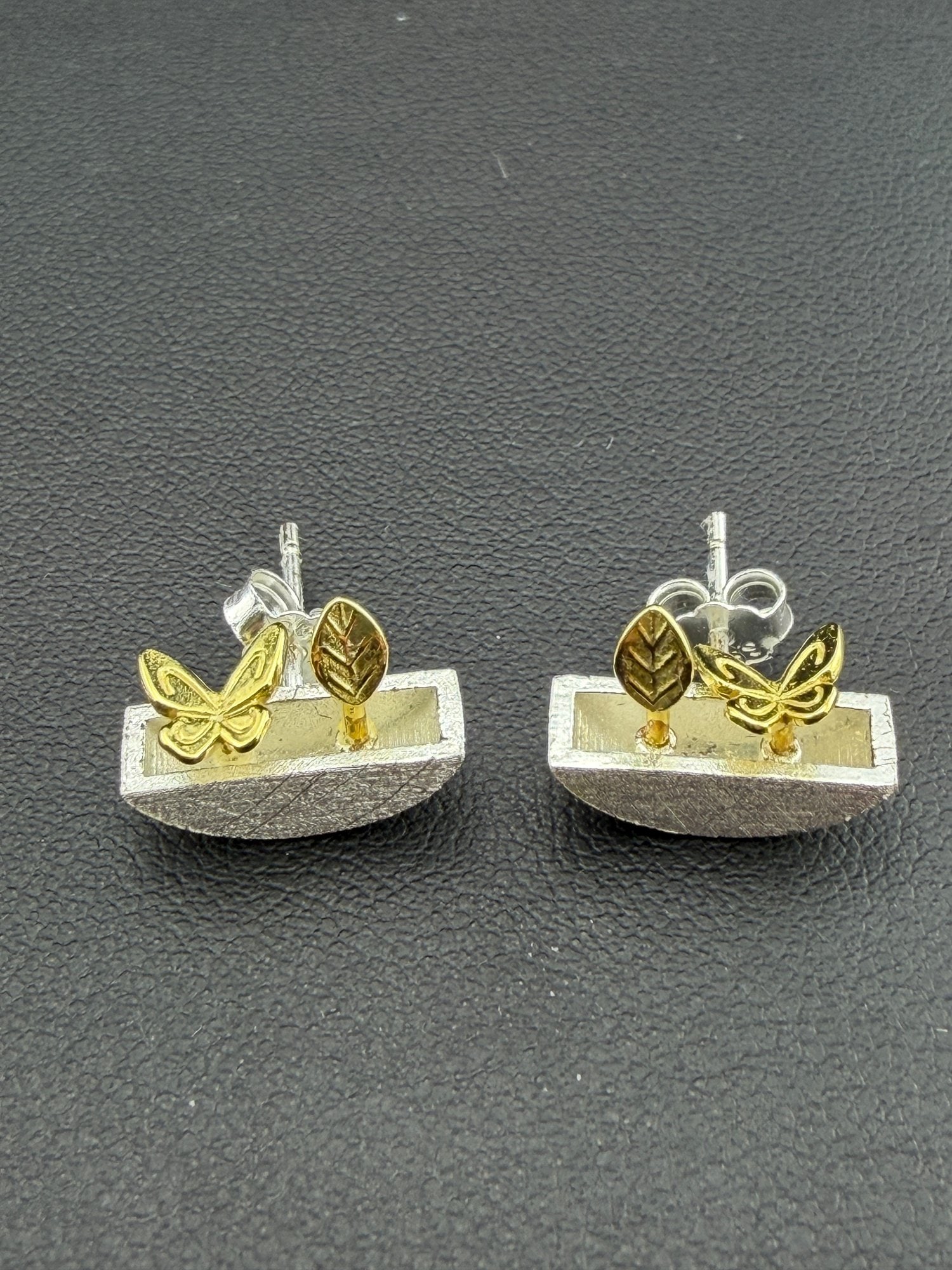 Stud Earrings Brand New Solid 925 Sterling Silver Stamped Gold Electroplated