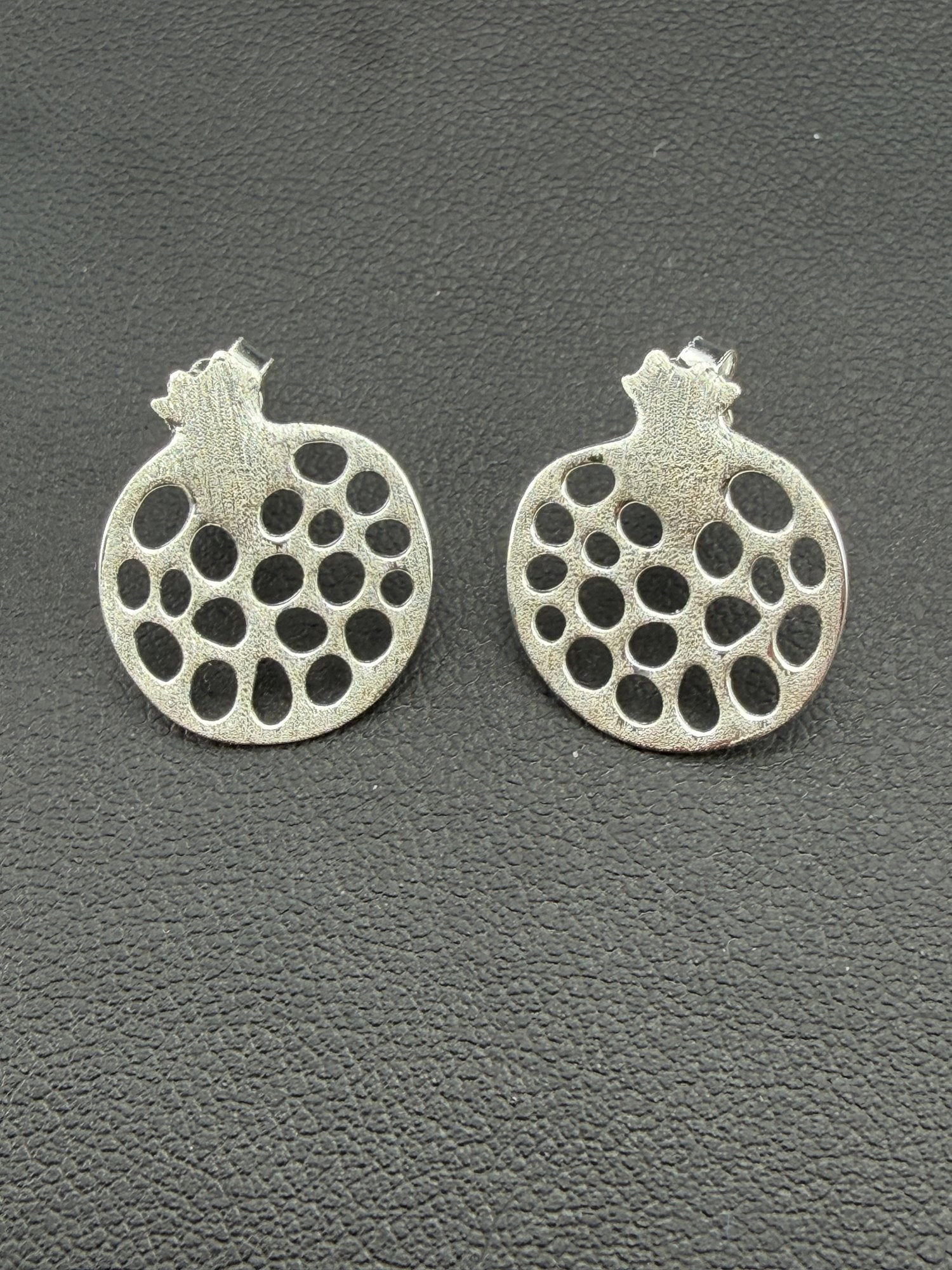 Pomegranate Stud Earrings Brand New Solid 925 Sterling Silver Stamped Gold Electroplated