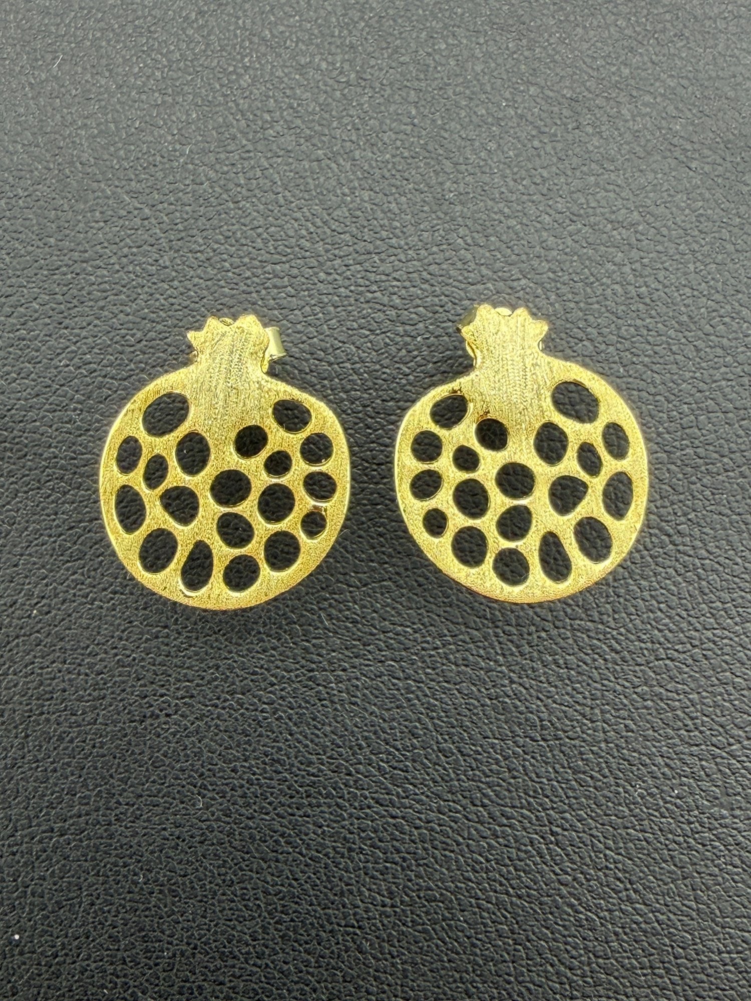 Pomegranate Stud Earrings Brand New Solid 925 Sterling Silver Stamped Gold Electroplated