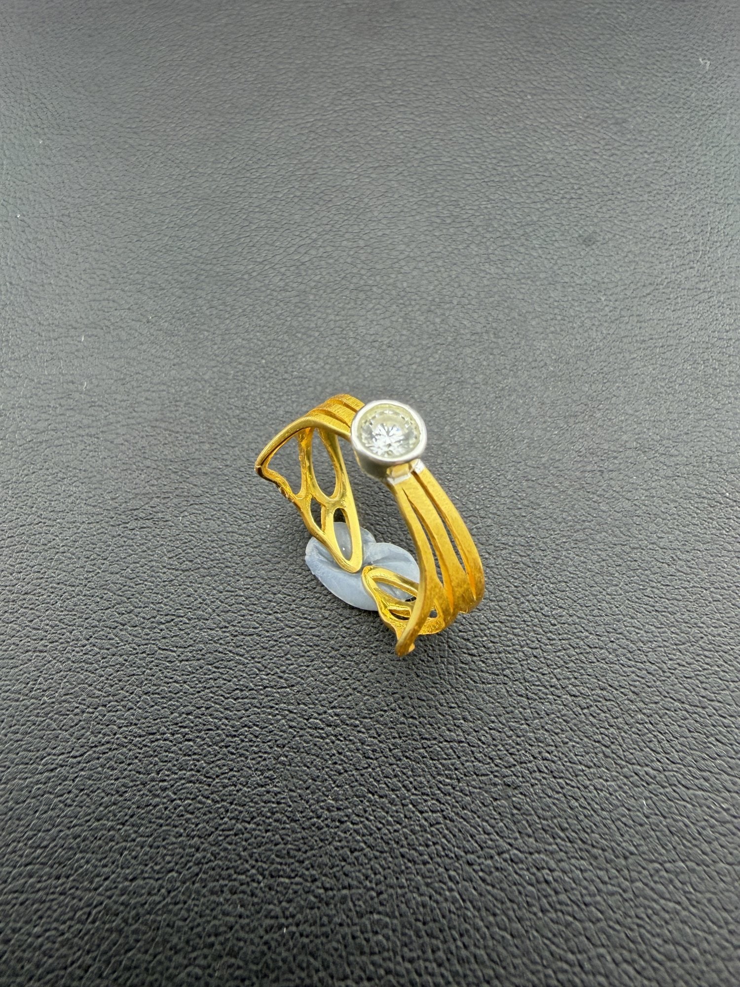 Zirconia Ring Brand New Solid 925 Sterling Silver Stamped Gold Electroplated-Adjustable Size