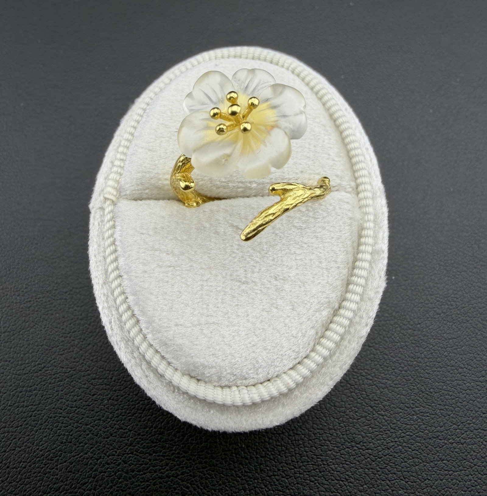 Adjustable Ring Brand New Solid 925 Sterling Silver Stamped Gold Electroplate-Quartz