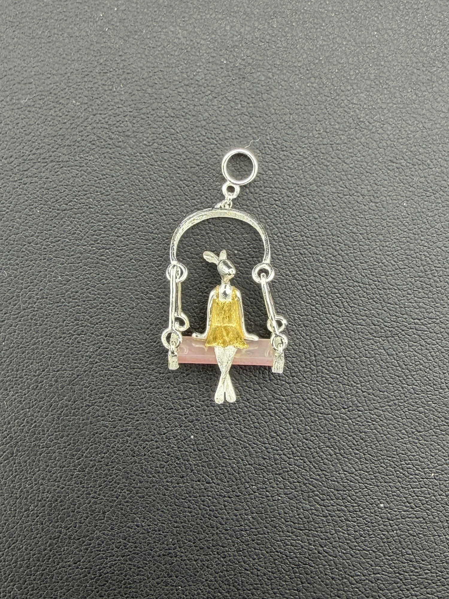 Pendant Brand New Solid 925 Sterling Silver Stamped Gold Electroplated-Swing