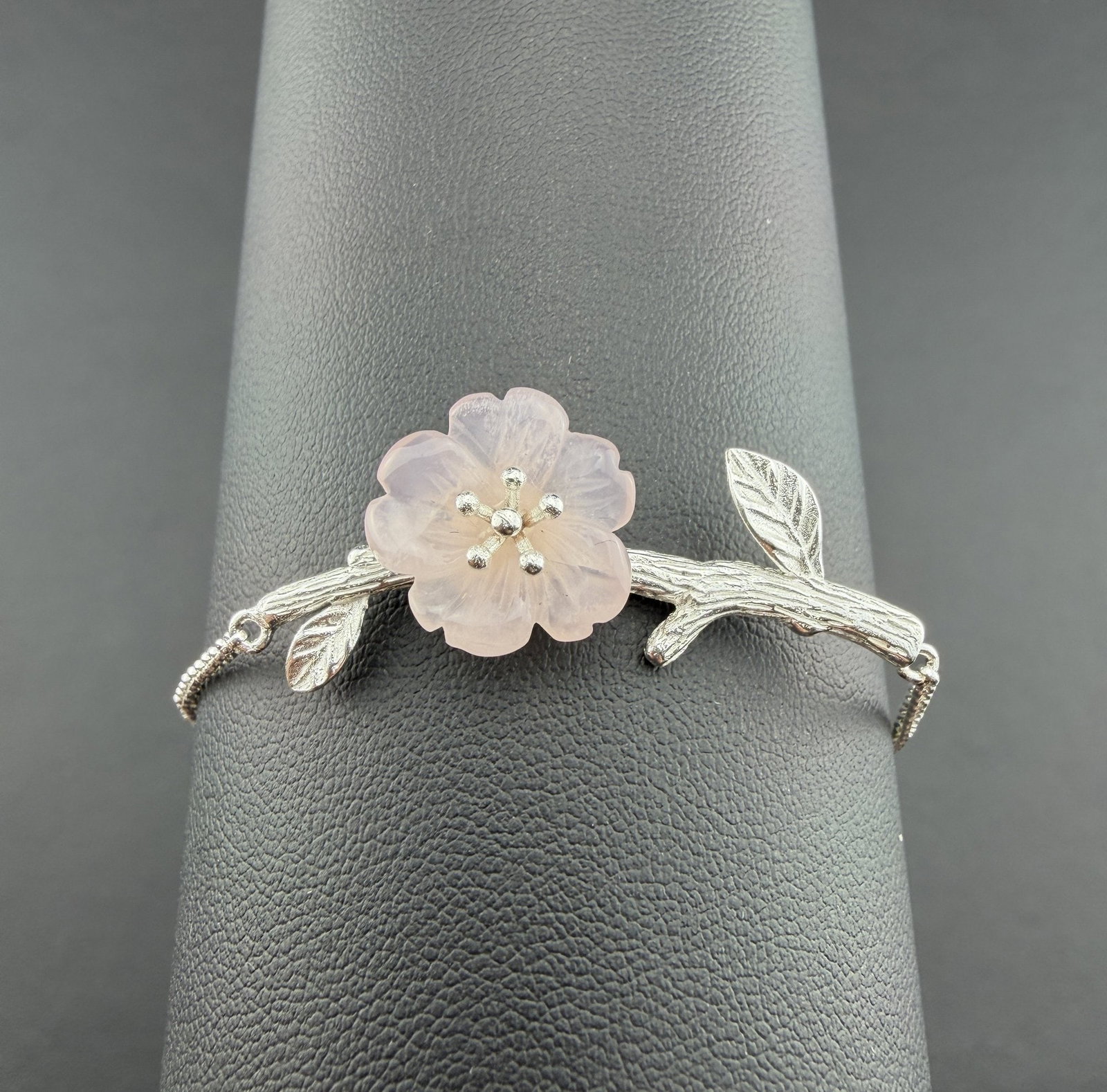 Bracelet Brand New Solid 925 Sterling Silver Stamped Gold Electroplated-Rose Quartz