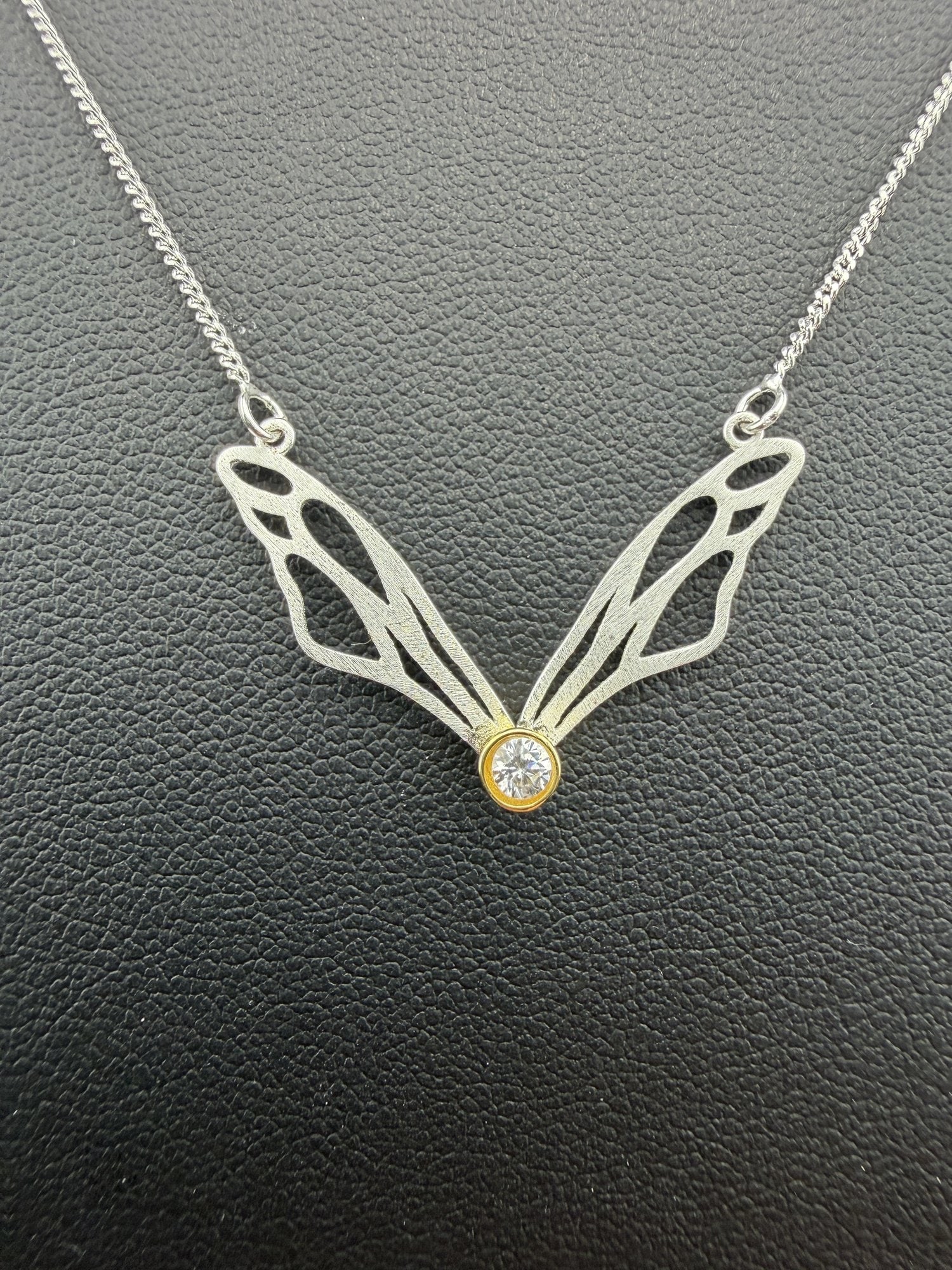 Necklace Brand New Solid 925 Sterling Silver Stamped Gold Electroplated-Zirconia