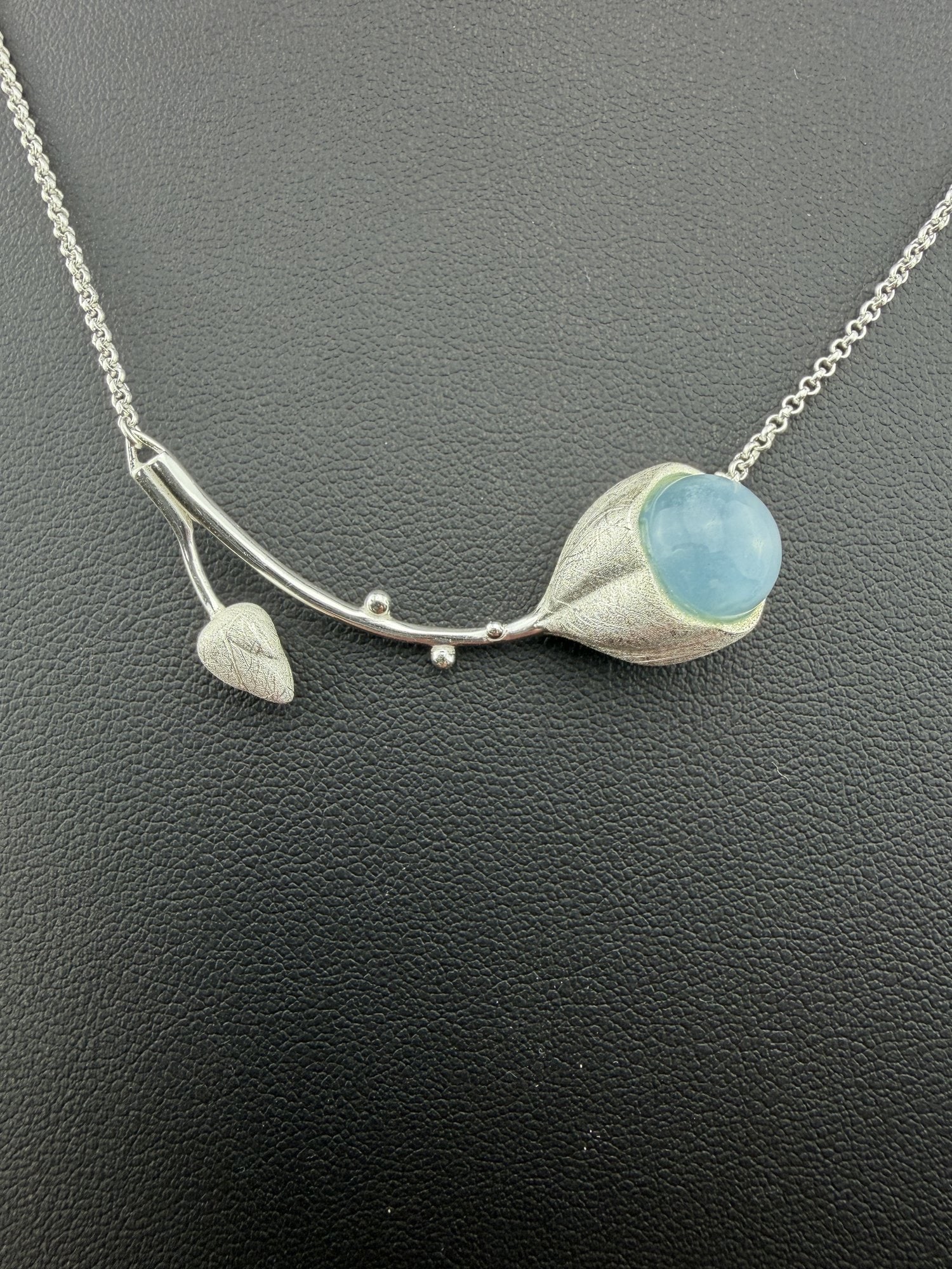 Necklace Brand New Solid 925 Sterling Silver Stamped Gold Electroplated-Aquamarine