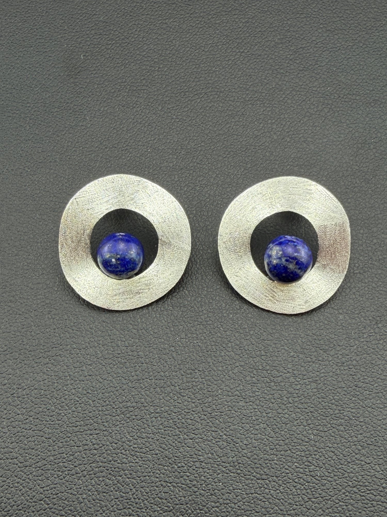 Lapis Lazuli Stud Earrings Brand New Solid 925 Sterling Silver Stamped Gold Electroplated