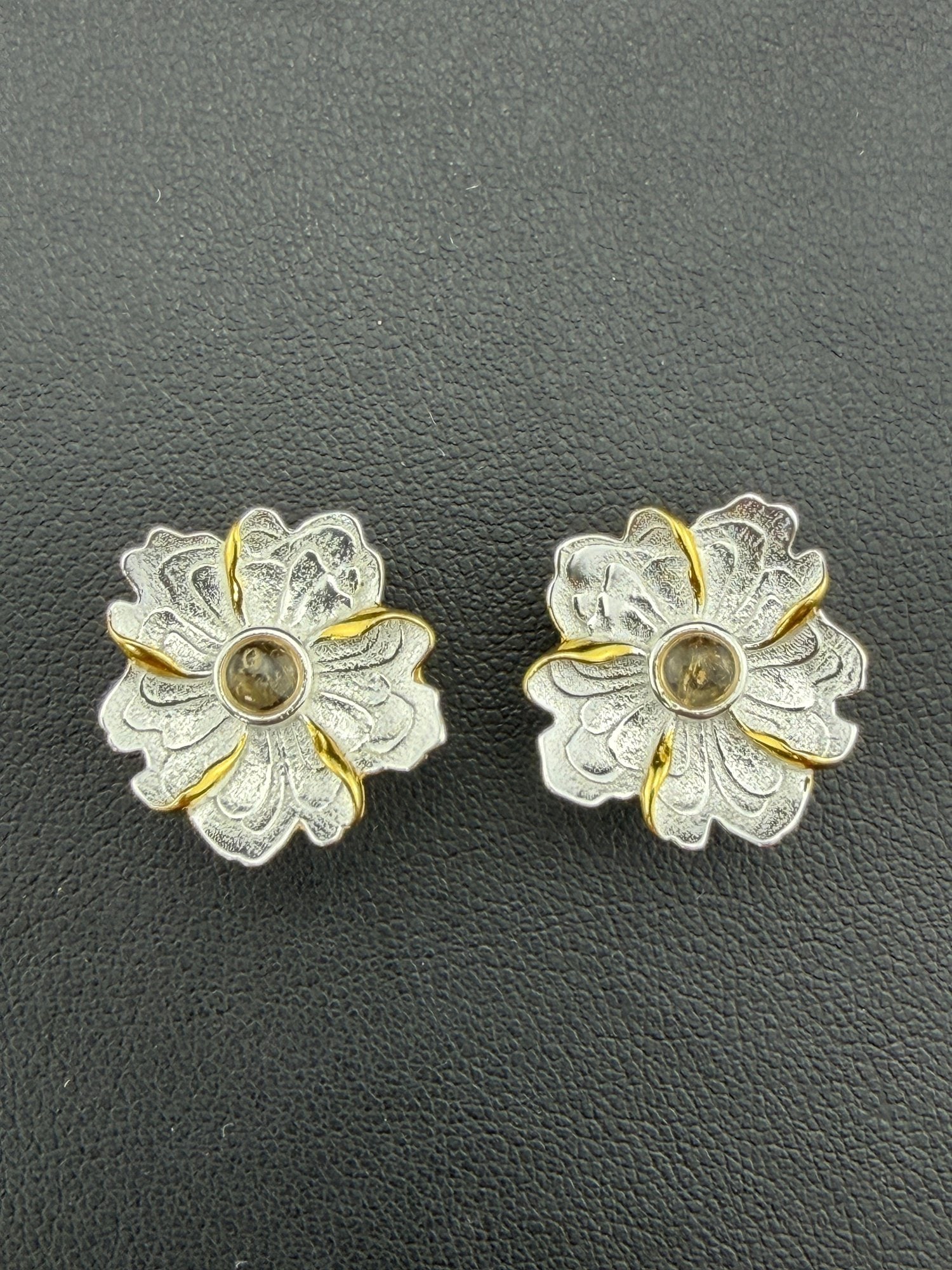 Yellow Tourmaline Stud Earrings Brand New Solid 925 Sterling Silver Stamped Gold Electroplated