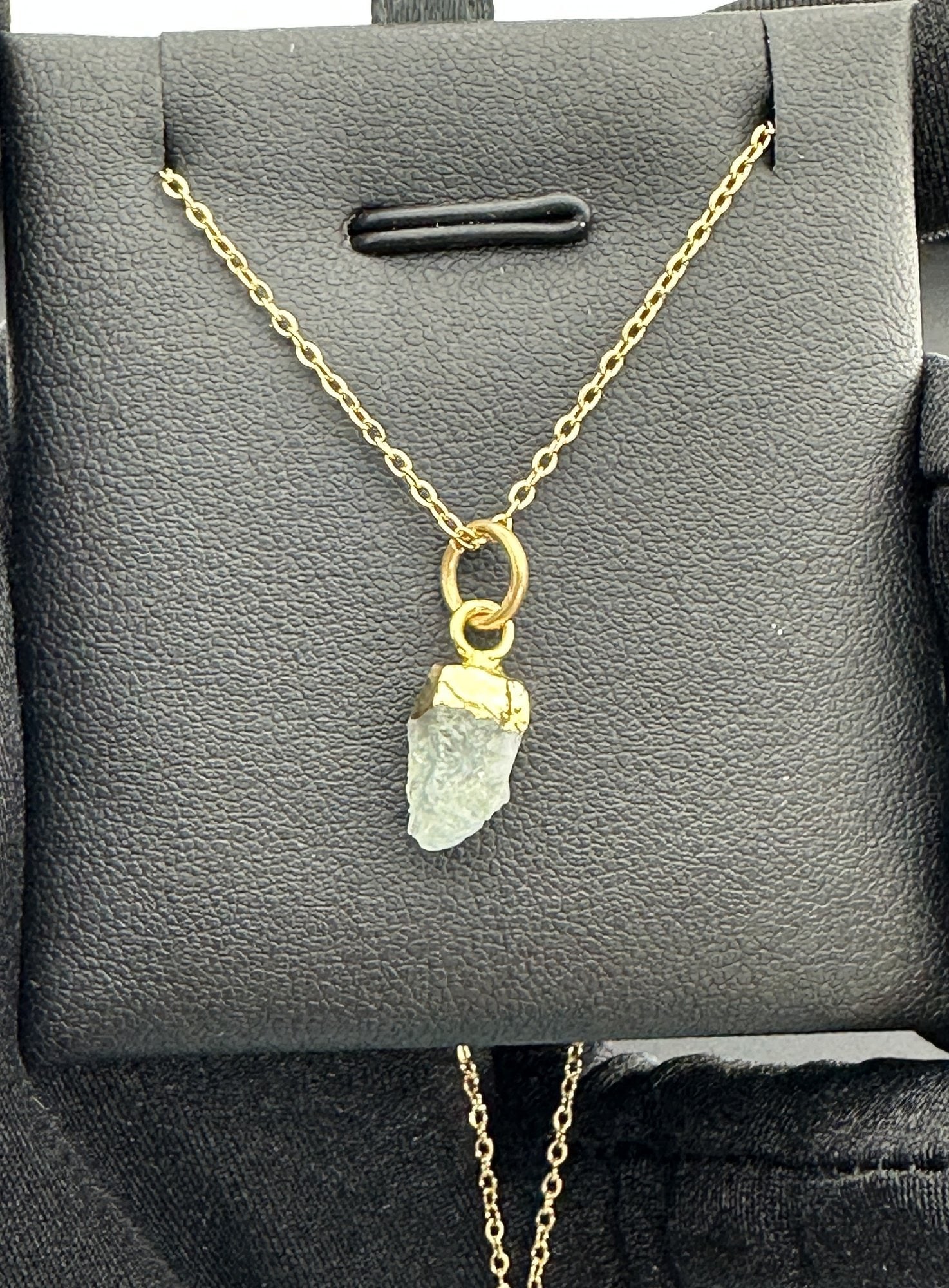Necklace 925 Silver-Tone, Gold-Plated Natural Raw Aquamarine Gemstone