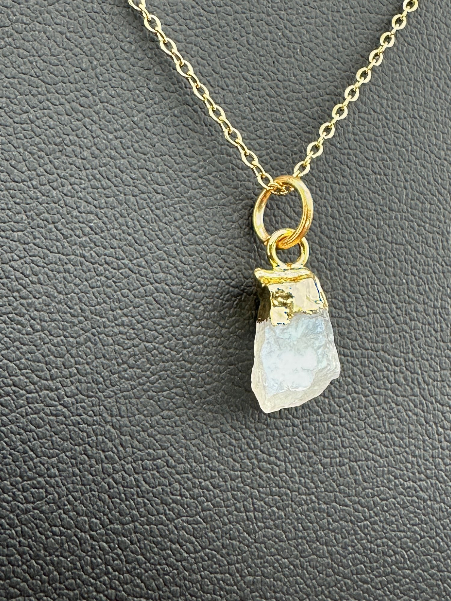 Necklace 925 Silver-Tone, Gold-Plated Natural Raw Moonstone Gemstone