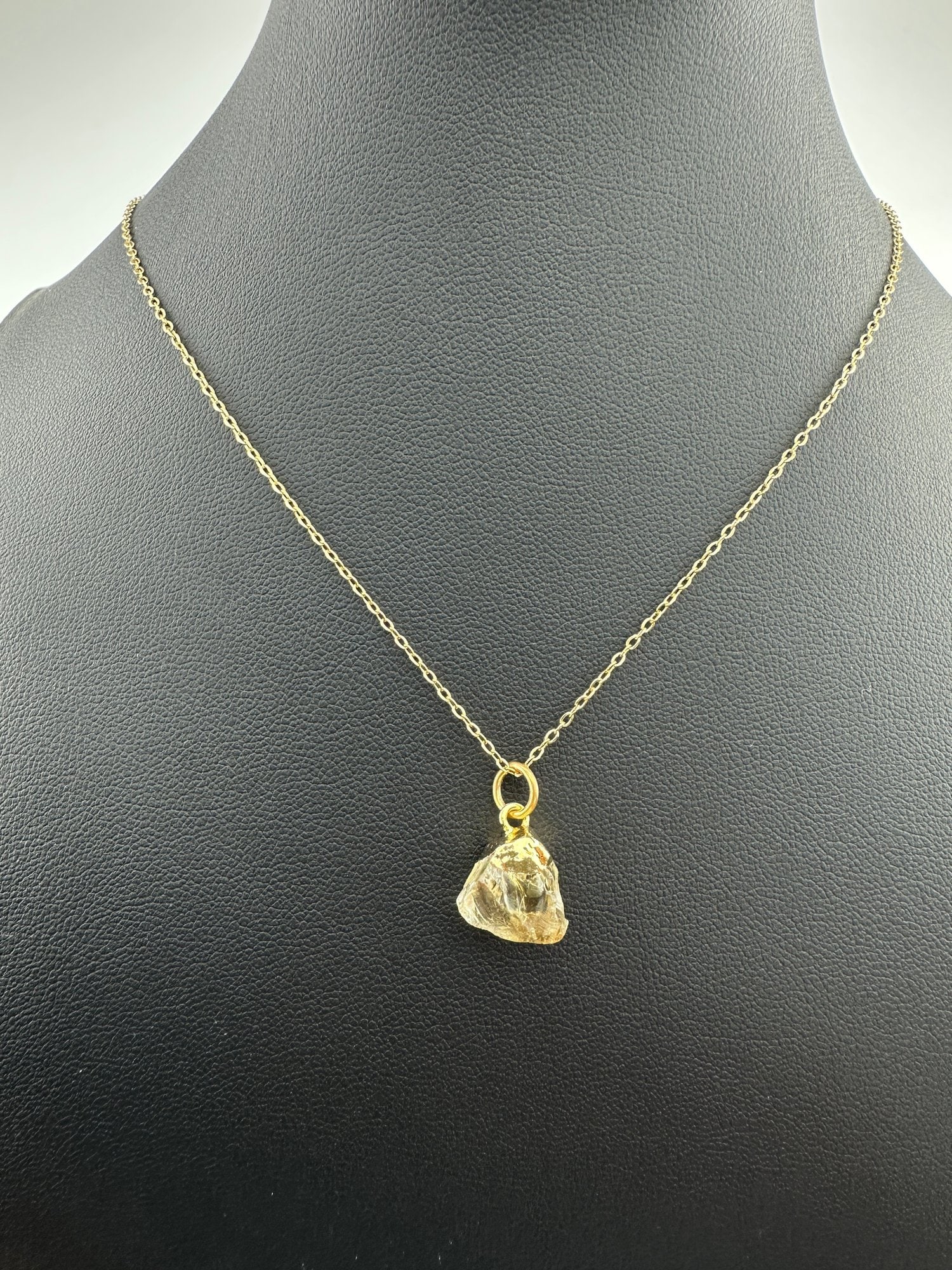 Necklace 925 Silver-Tone, Gold-Plated, Natural Raw Citrine Gemstone