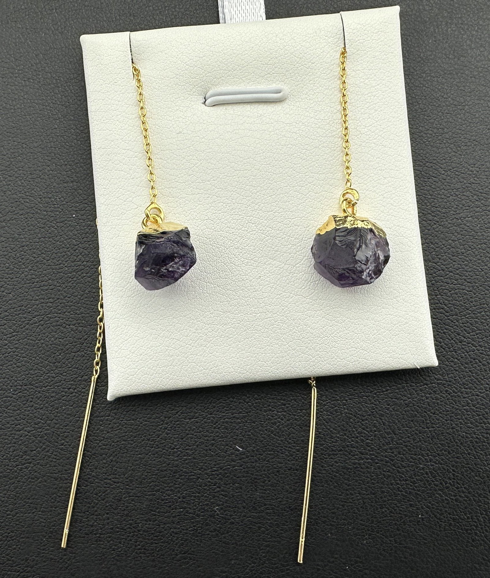 Amethyst Earrings 925 Silver-Tone, Gold-Plated, Natural Raw Gemstone: Please refer to the title and photos for the item description and condition. If you have any questions, please do not hesitate to contact us before placing your bid.We offer combined in-house shipping